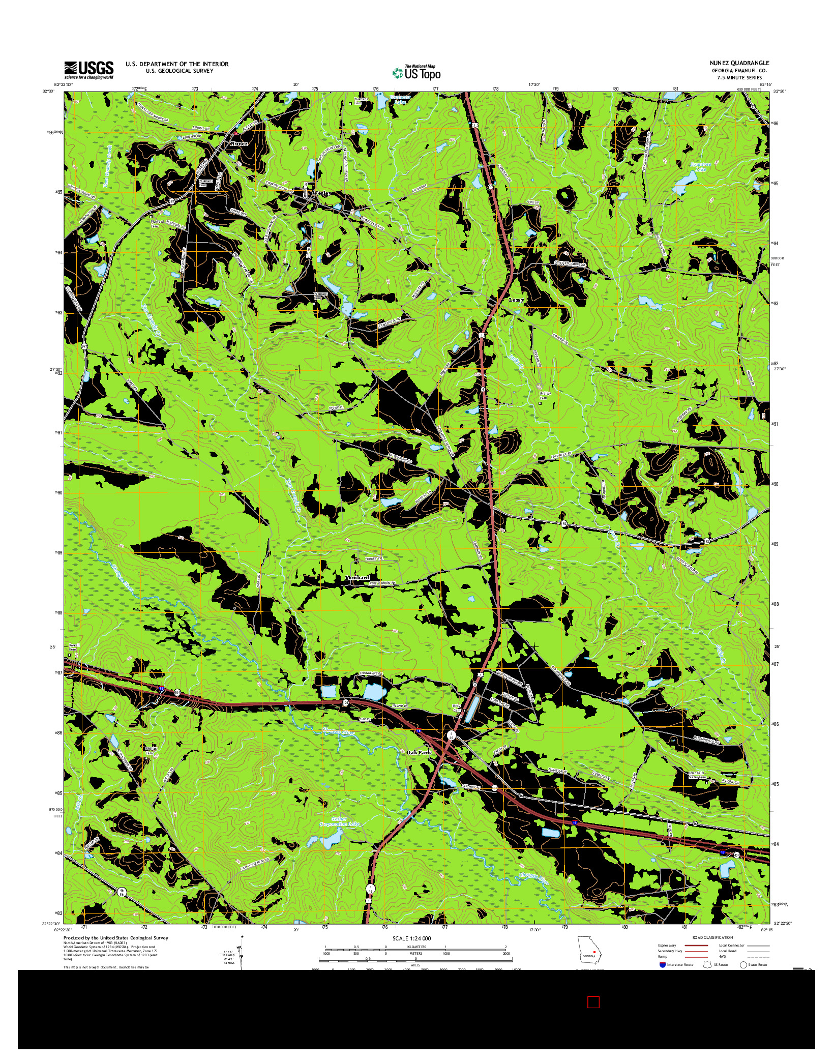 USGS US TOPO 7.5-MINUTE MAP FOR NUNEZ, GA 2017