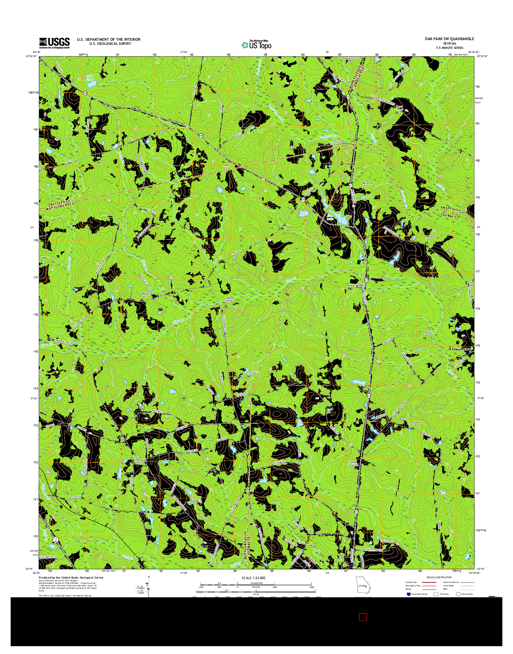 USGS US TOPO 7.5-MINUTE MAP FOR OAK PARK SW, GA 2017