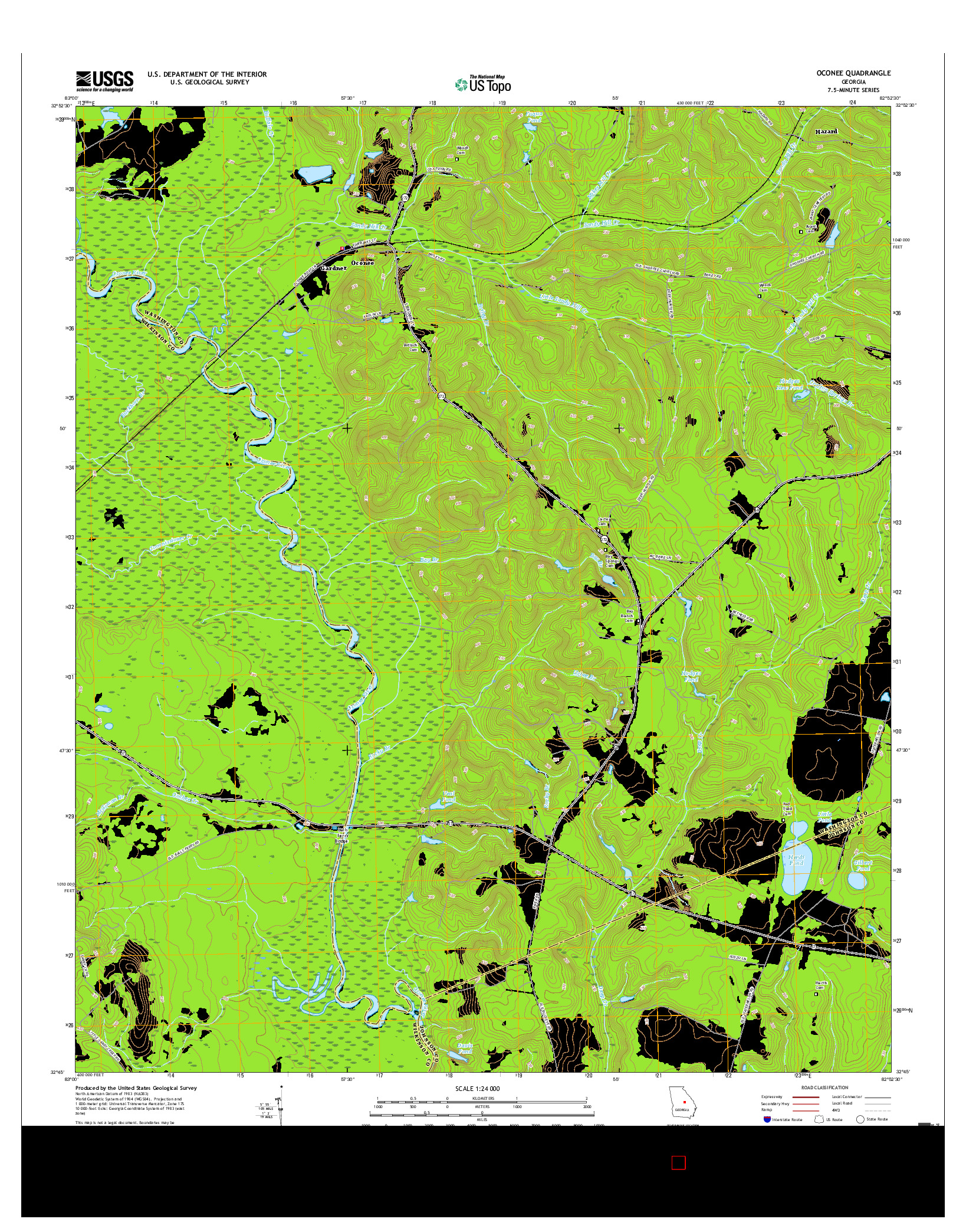 USGS US TOPO 7.5-MINUTE MAP FOR OCONEE, GA 2017