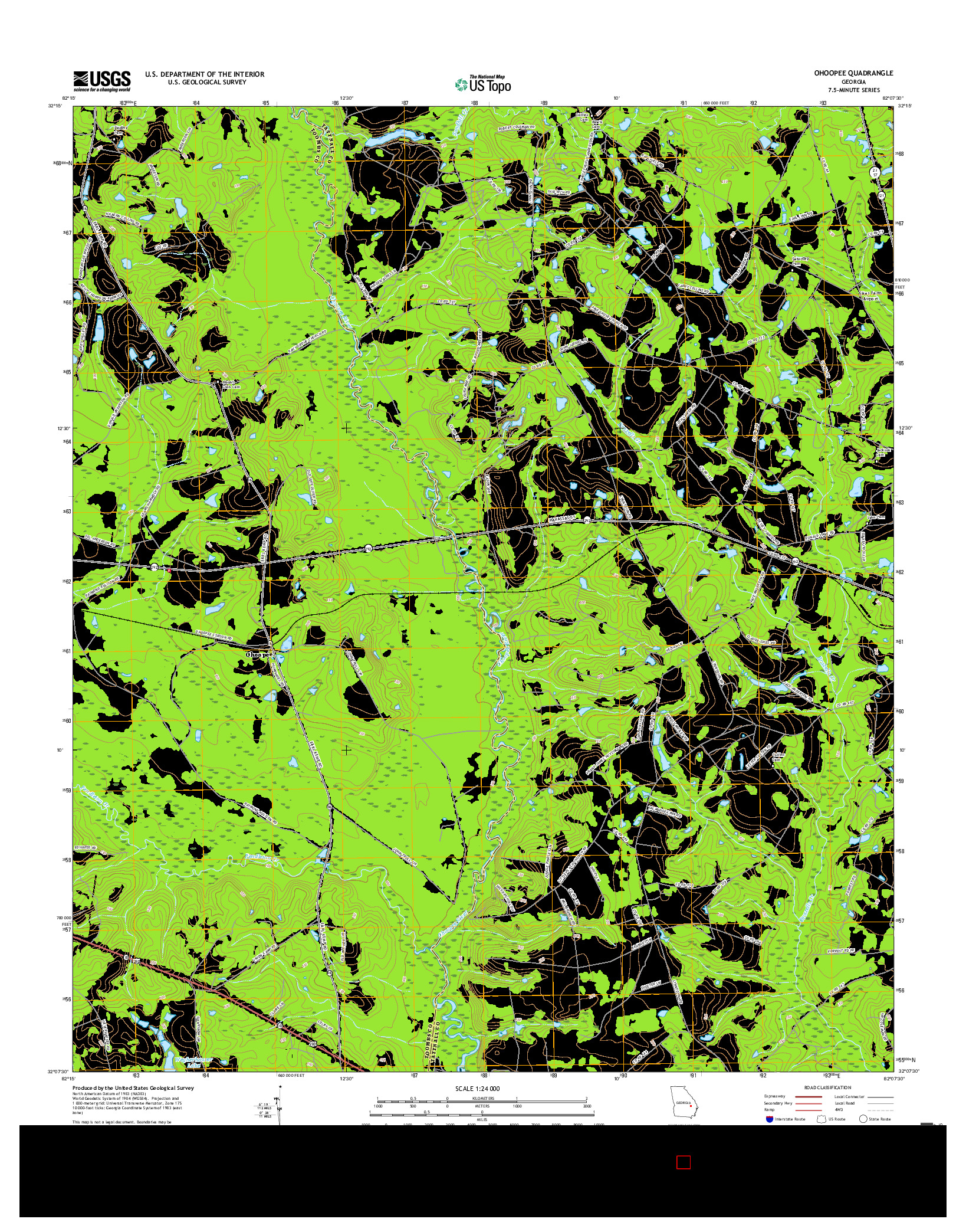 USGS US TOPO 7.5-MINUTE MAP FOR OHOOPEE, GA 2017