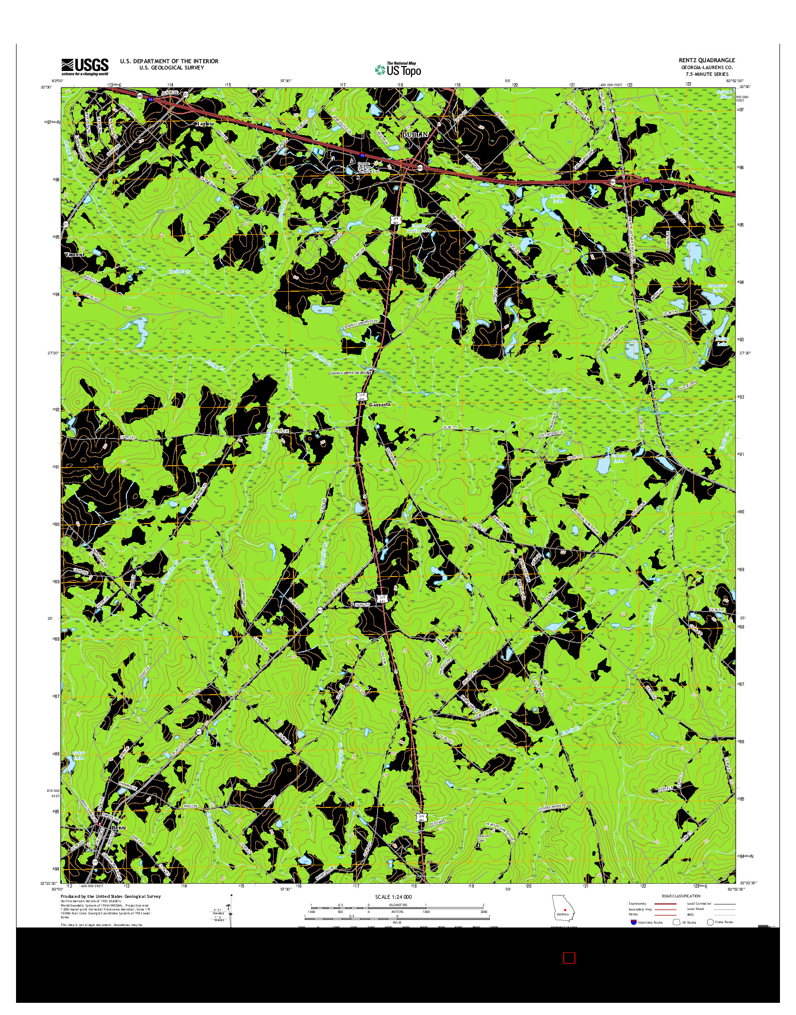 USGS US TOPO 7.5-MINUTE MAP FOR RENTZ, GA 2017