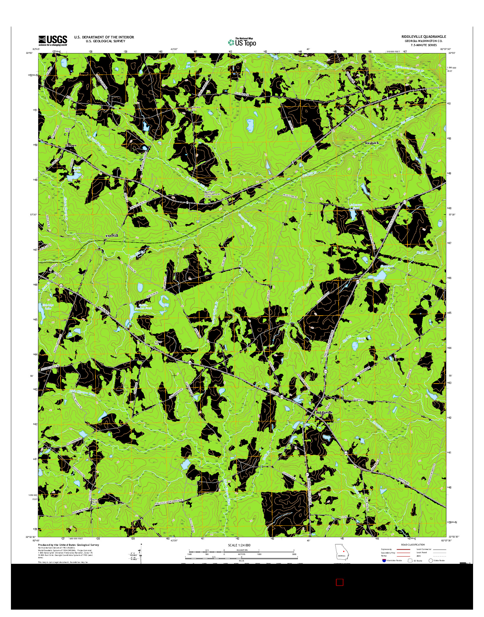 USGS US TOPO 7.5-MINUTE MAP FOR RIDDLEVILLE, GA 2017