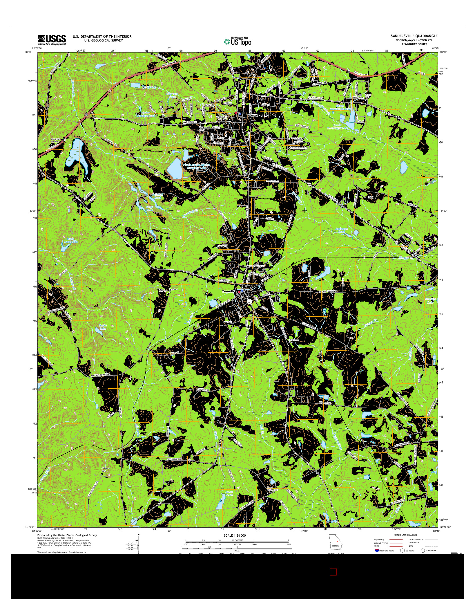 USGS US TOPO 7.5-MINUTE MAP FOR SANDERSVILLE, GA 2017