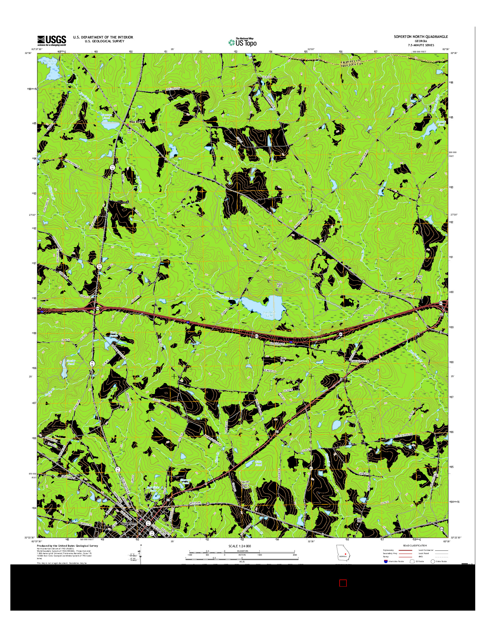 USGS US TOPO 7.5-MINUTE MAP FOR SOPERTON NORTH, GA 2017