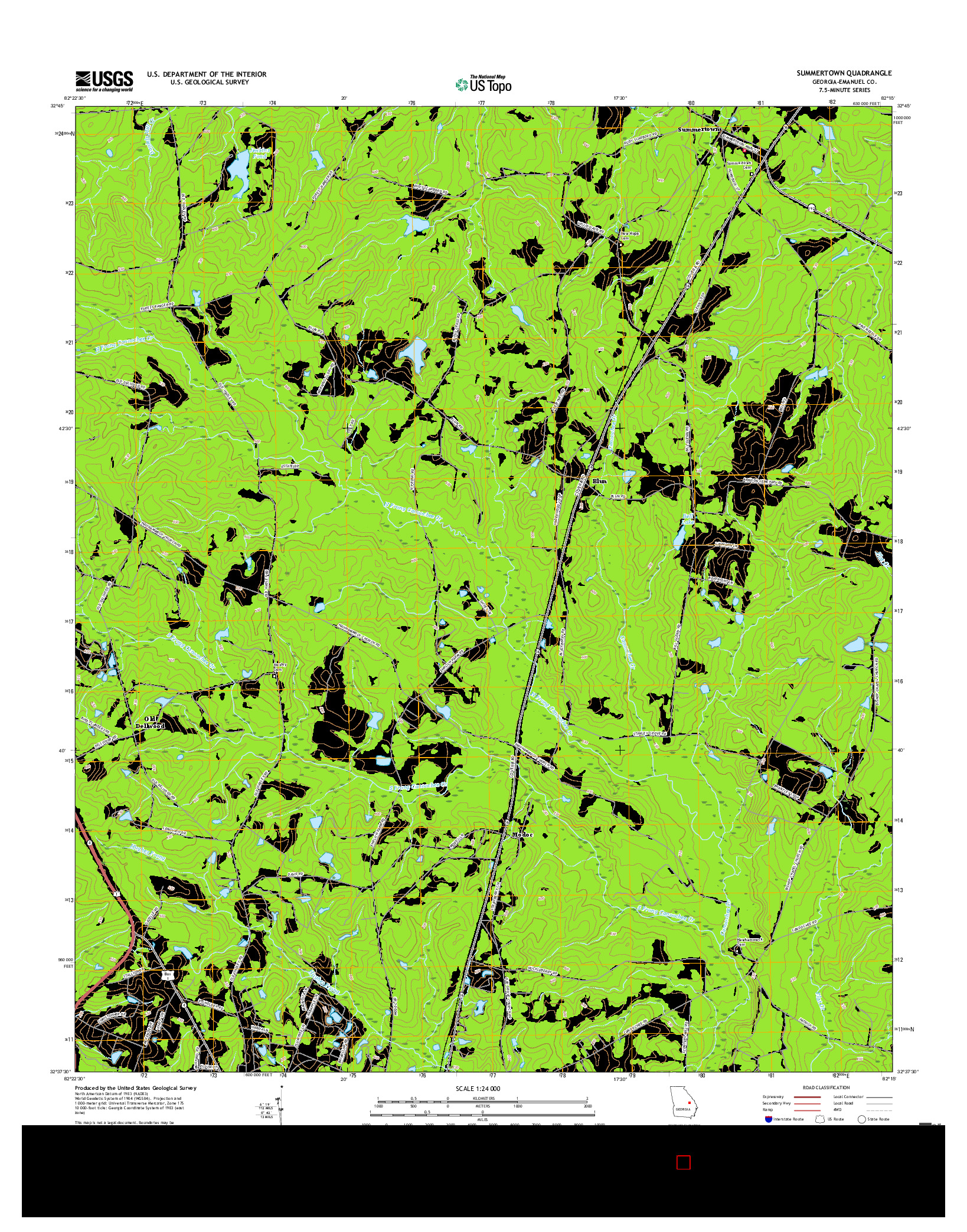 USGS US TOPO 7.5-MINUTE MAP FOR SUMMERTOWN, GA 2017