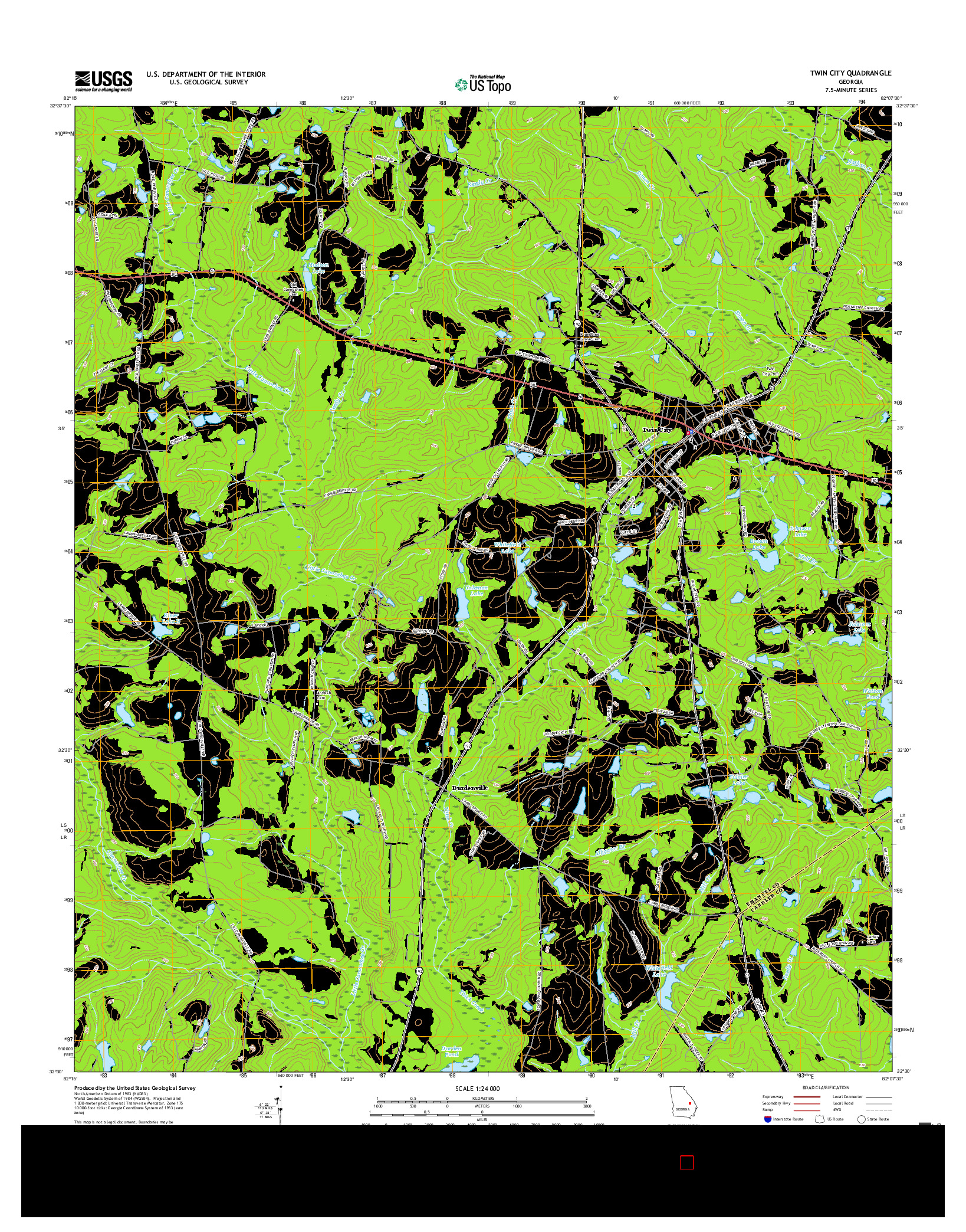 USGS US TOPO 7.5-MINUTE MAP FOR TWIN CITY, GA 2017