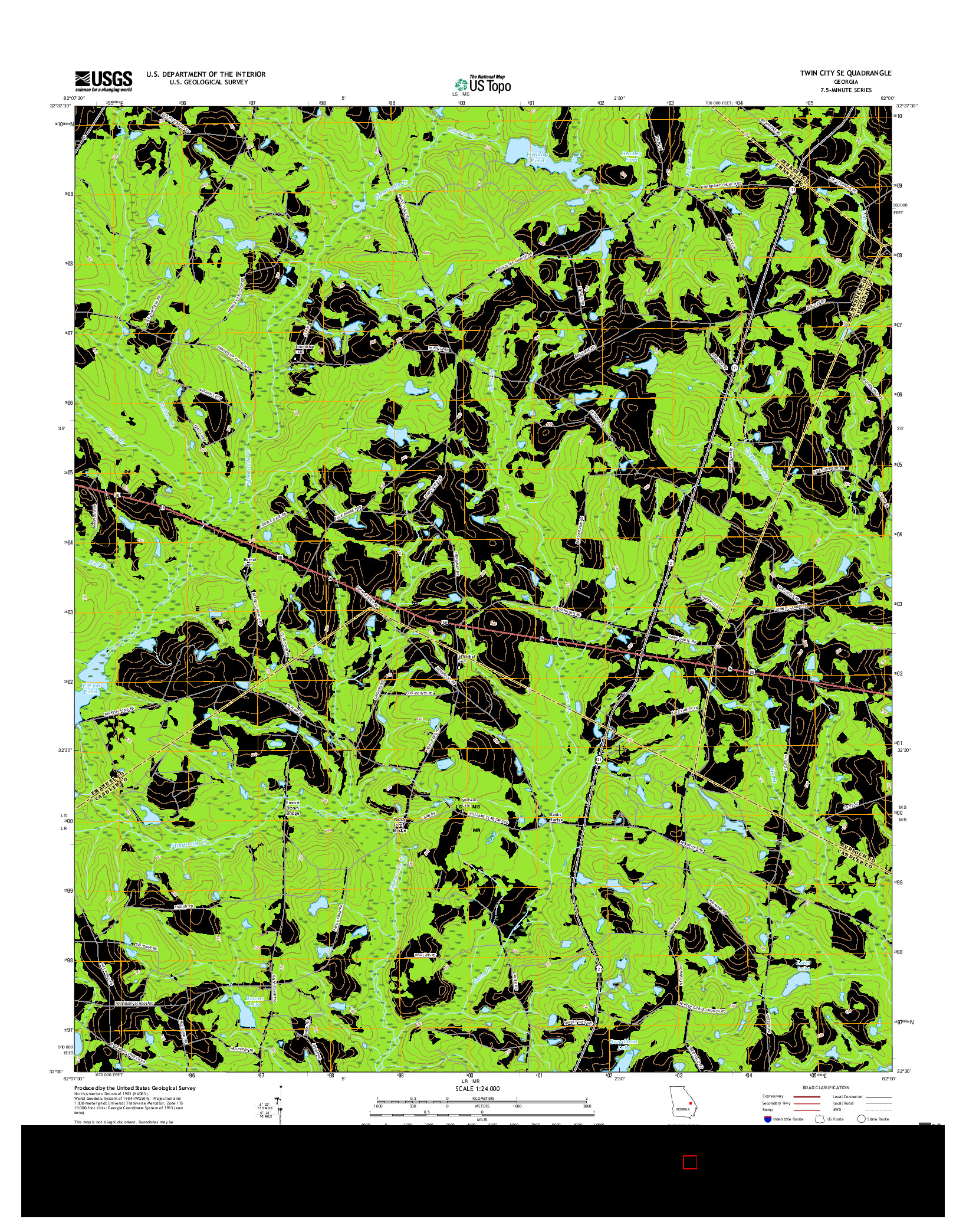 USGS US TOPO 7.5-MINUTE MAP FOR TWIN CITY SE, GA 2017