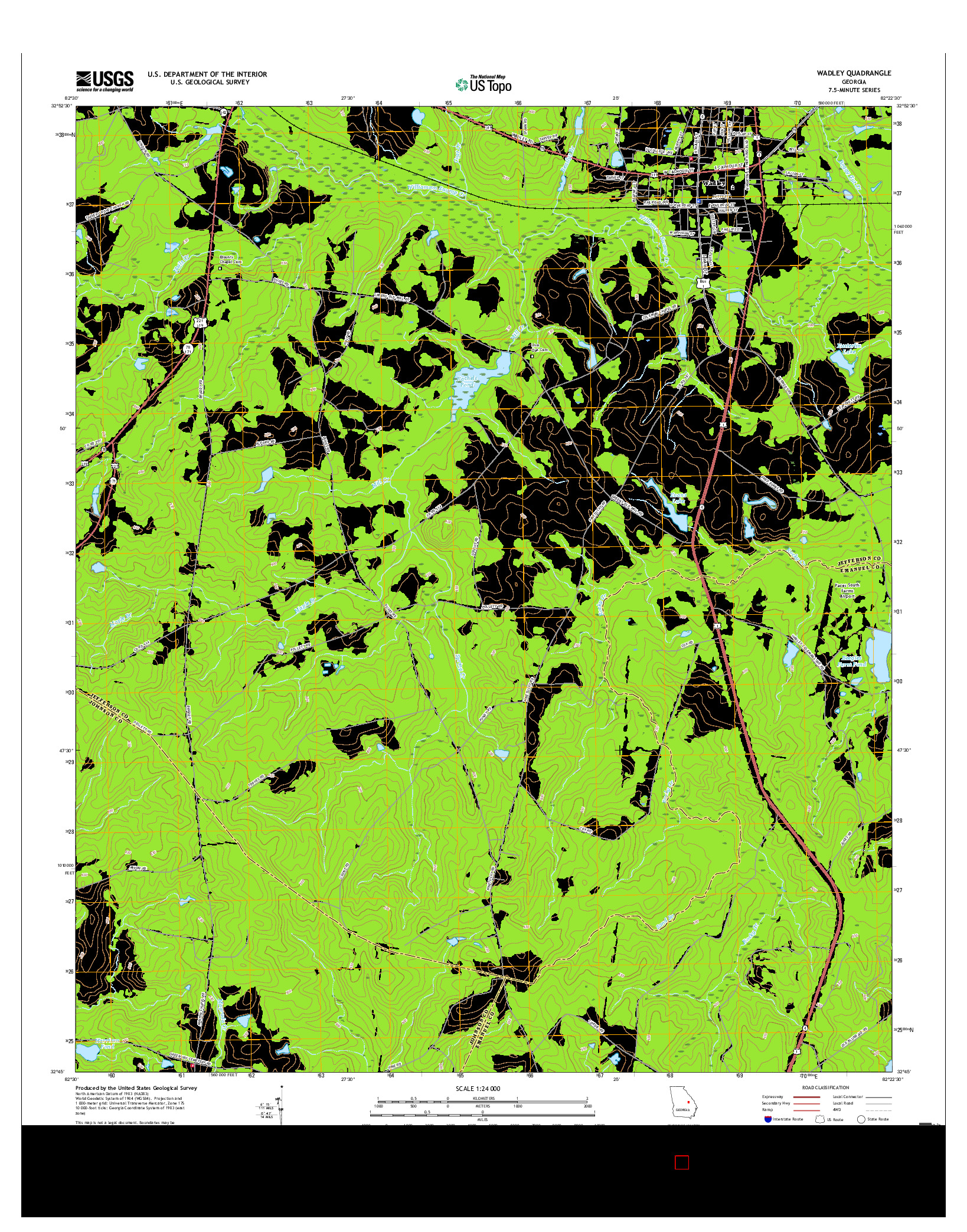 USGS US TOPO 7.5-MINUTE MAP FOR WADLEY, GA 2017