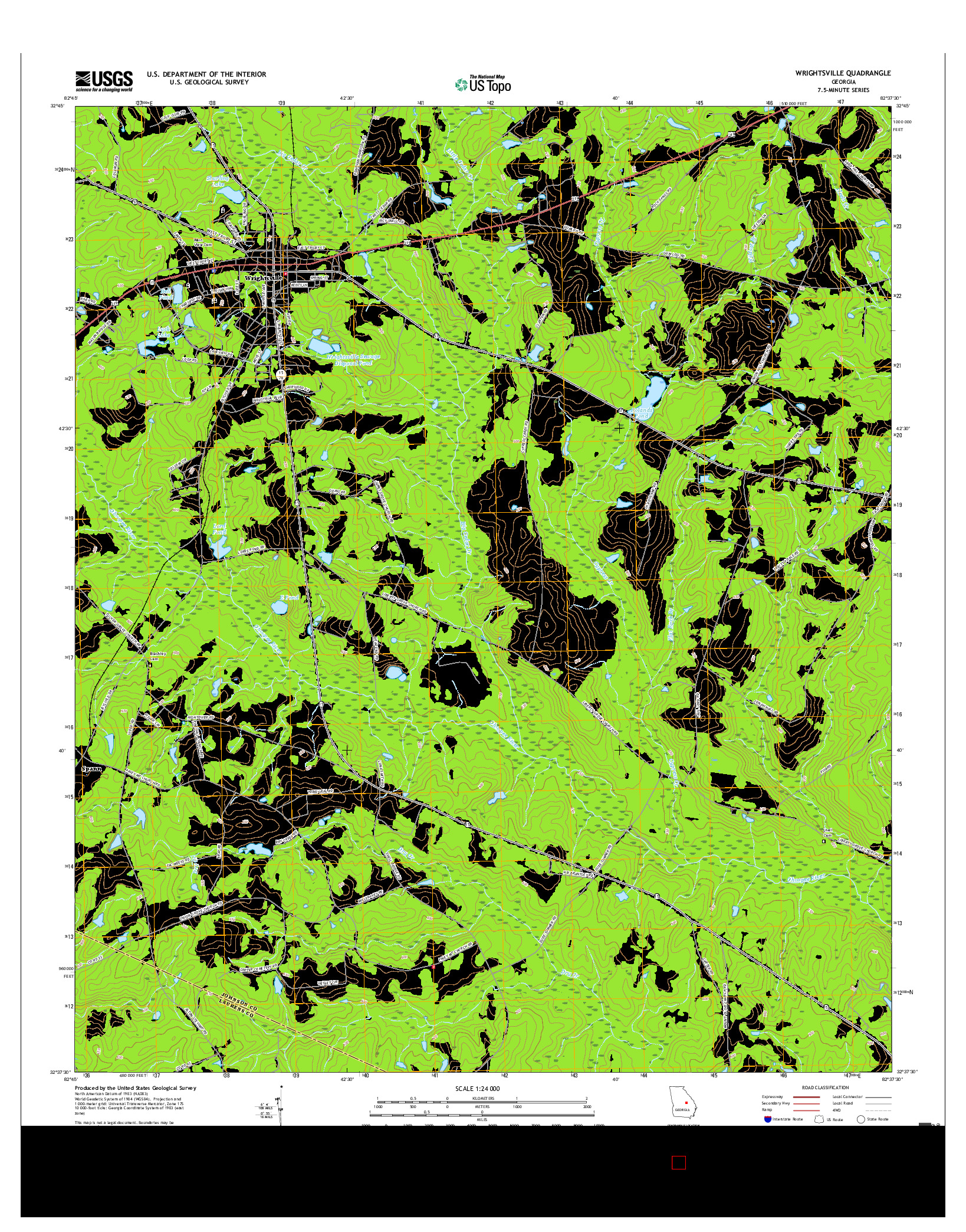 USGS US TOPO 7.5-MINUTE MAP FOR WRIGHTSVILLE, GA 2017