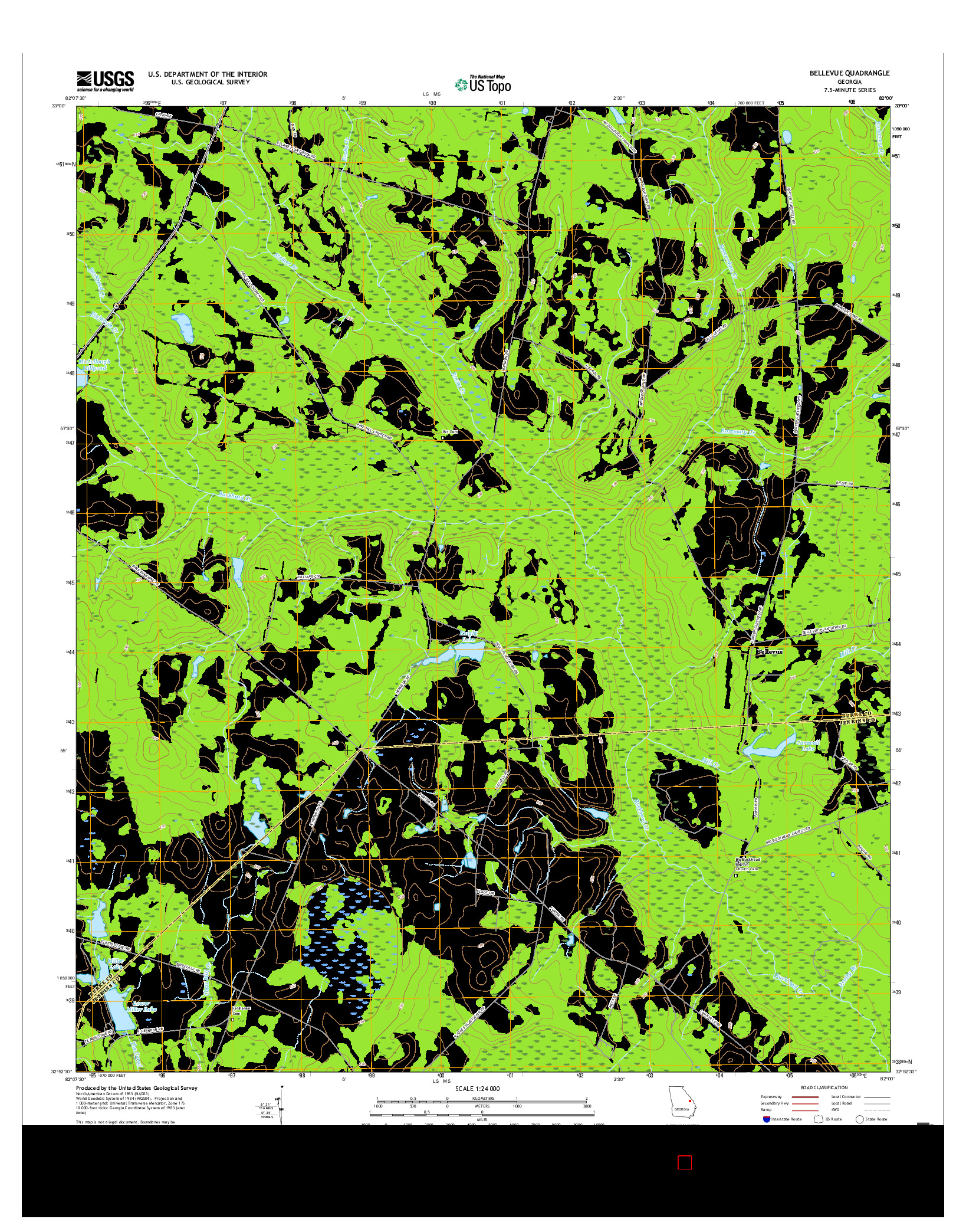 USGS US TOPO 7.5-MINUTE MAP FOR BELLEVUE, GA 2017