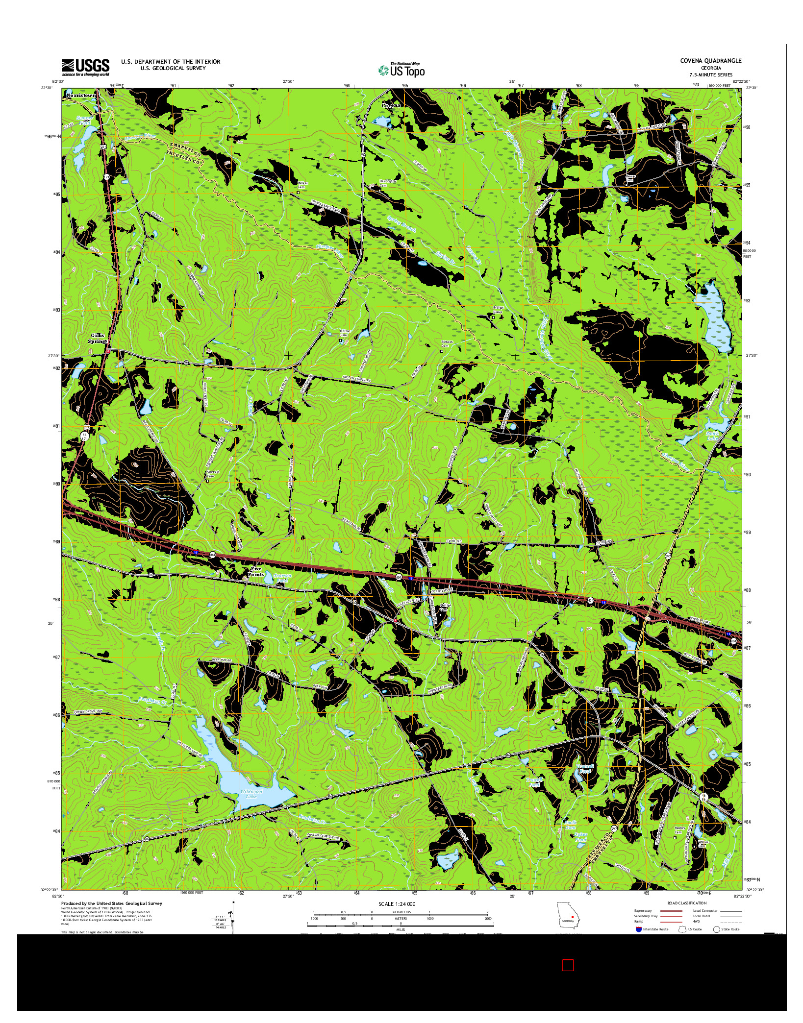 USGS US TOPO 7.5-MINUTE MAP FOR COVENA, GA 2017