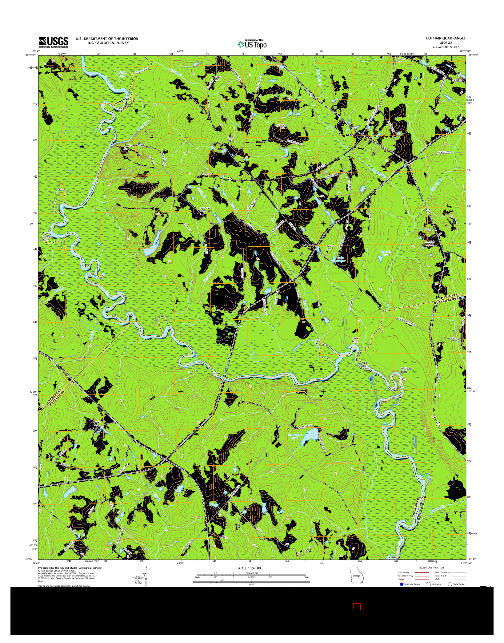 USGS US TOPO 7.5-MINUTE MAP FOR LOTHAIR, GA 2017