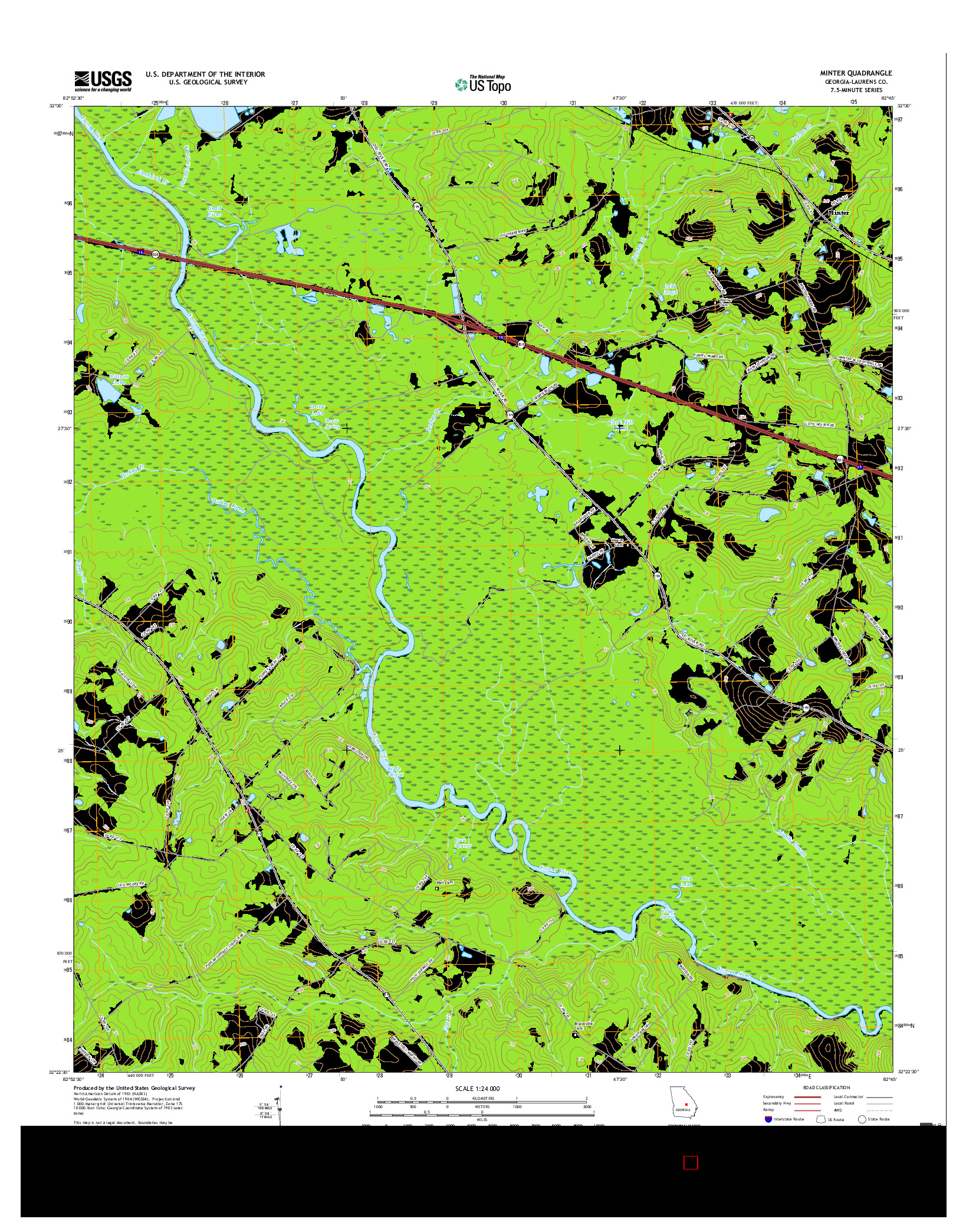 USGS US TOPO 7.5-MINUTE MAP FOR MINTER, GA 2017