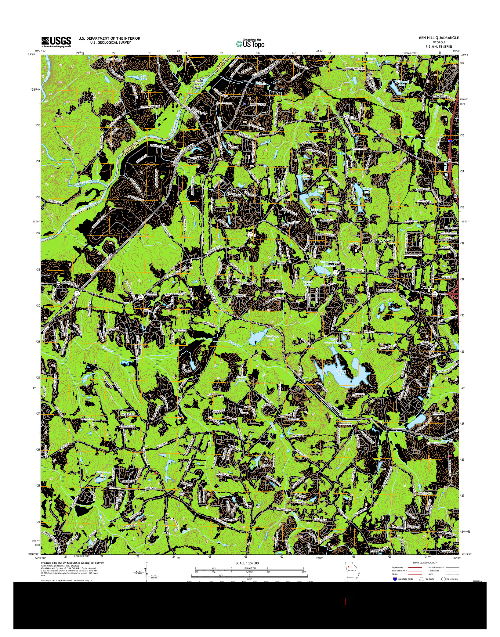 USGS US TOPO 7.5-MINUTE MAP FOR BEN HILL, GA 2017