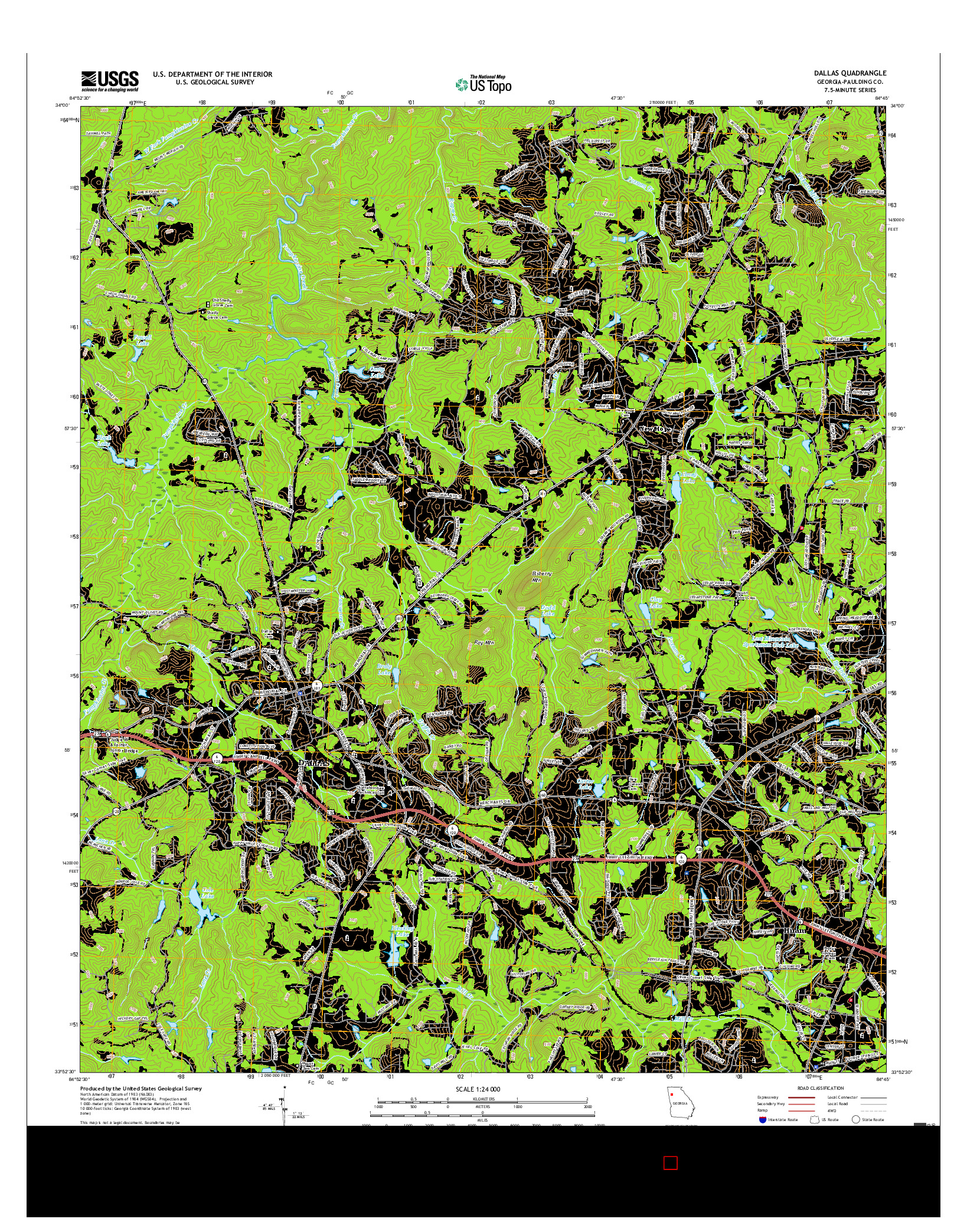 USGS US TOPO 7.5-MINUTE MAP FOR DALLAS, GA 2017