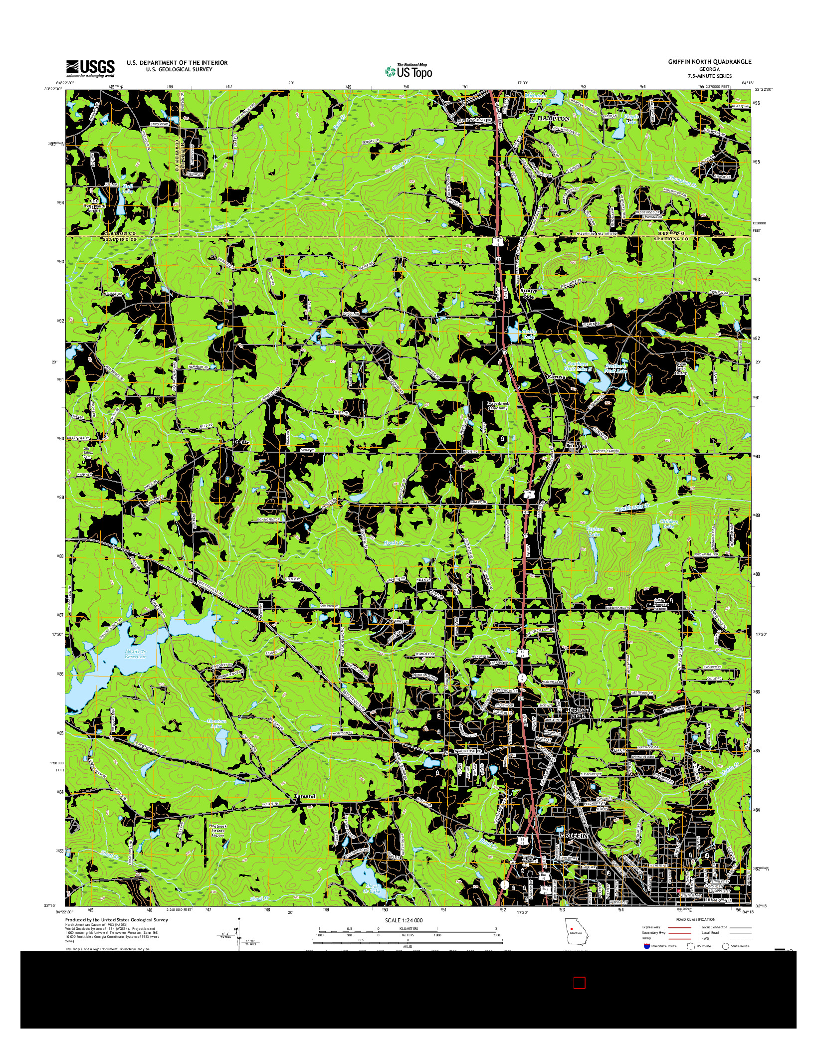 USGS US TOPO 7.5-MINUTE MAP FOR GRIFFIN NORTH, GA 2017