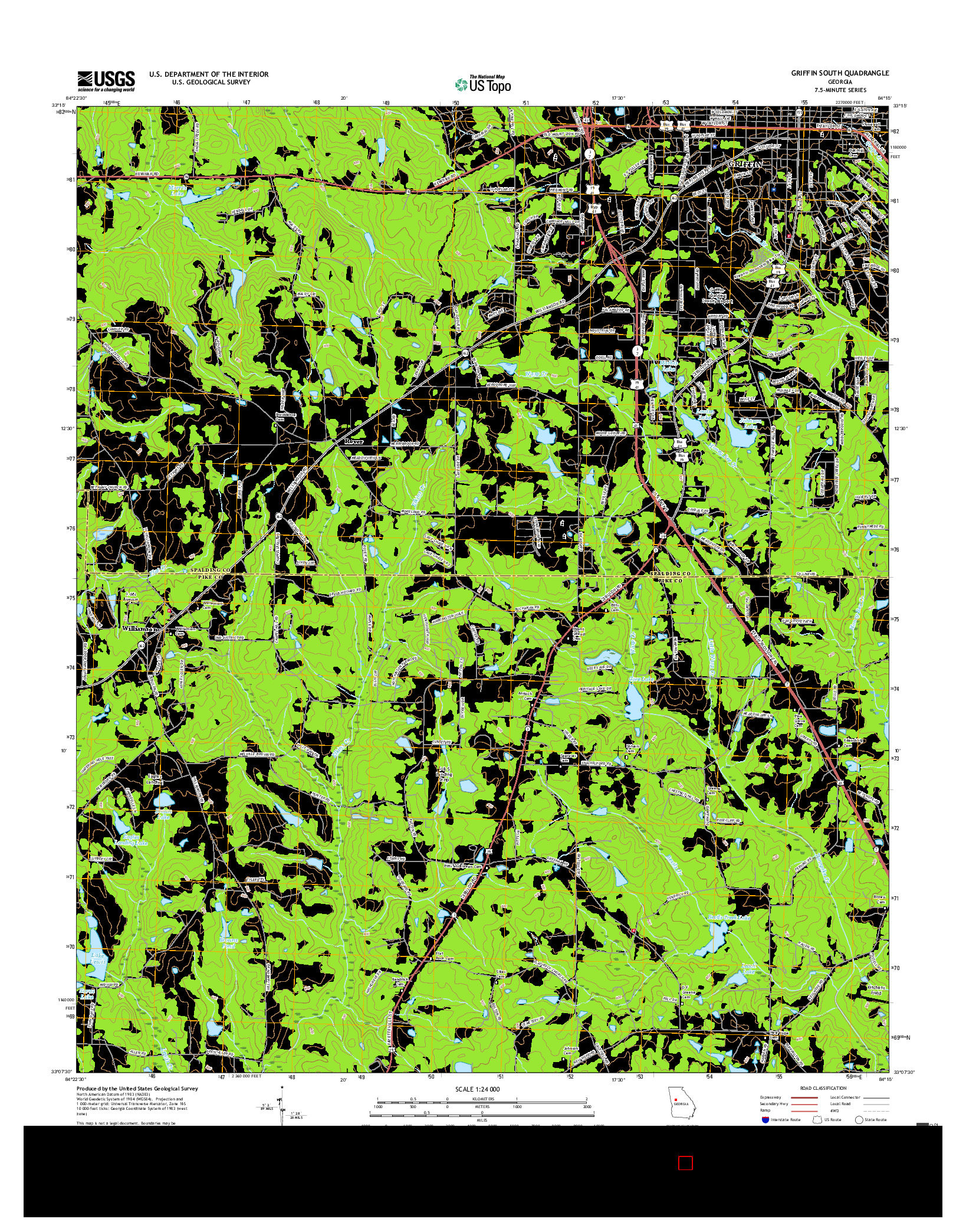 USGS US TOPO 7.5-MINUTE MAP FOR GRIFFIN SOUTH, GA 2017