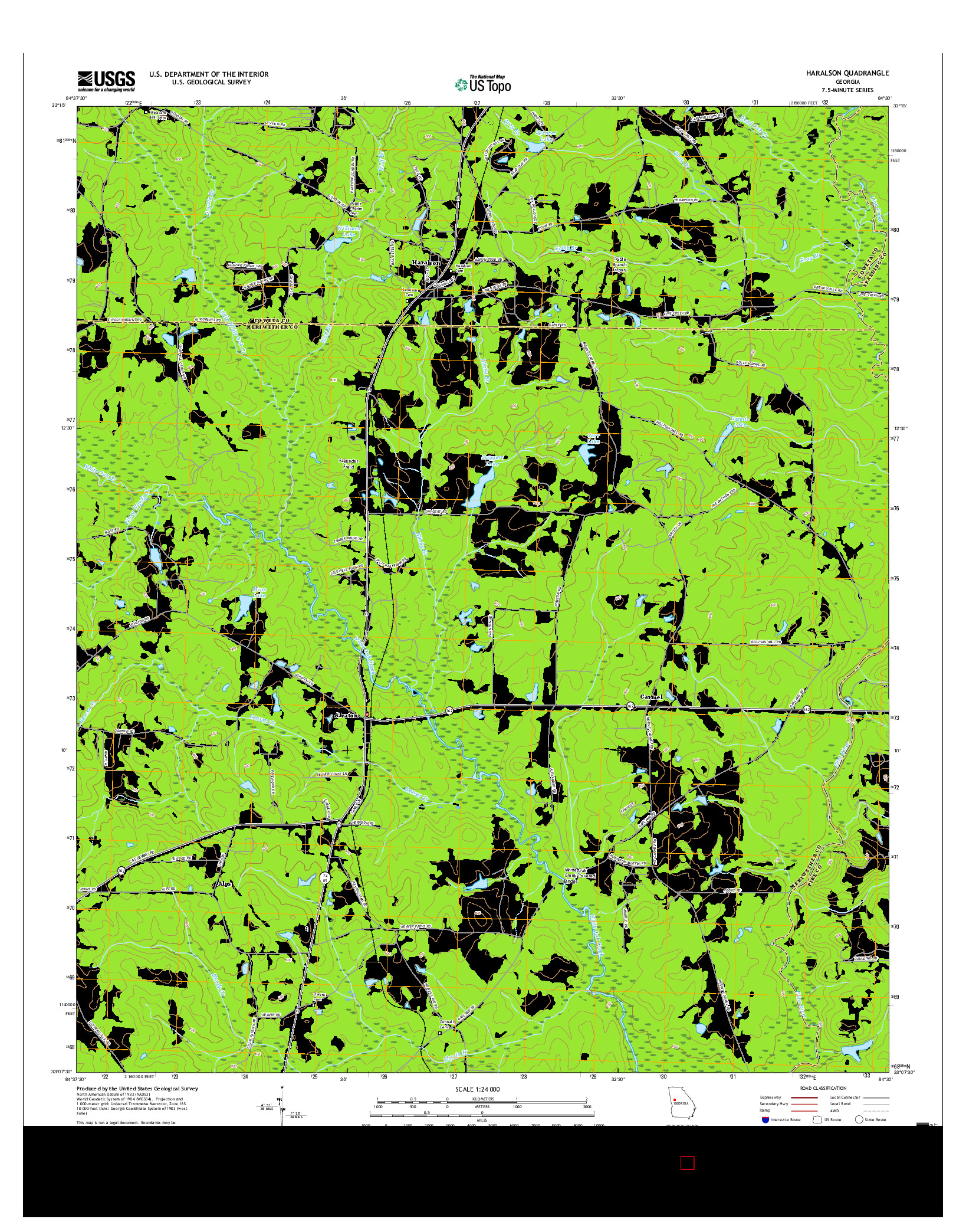 USGS US TOPO 7.5-MINUTE MAP FOR HARALSON, GA 2017