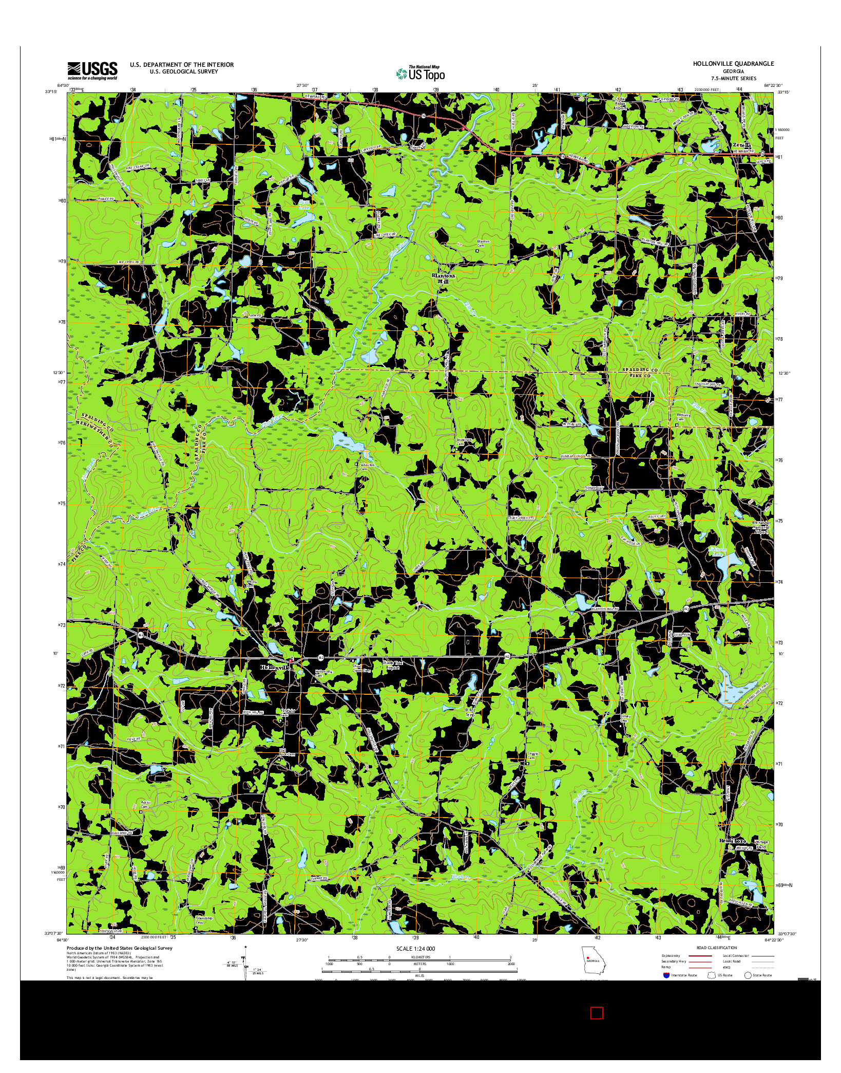 USGS US TOPO 7.5-MINUTE MAP FOR HOLLONVILLE, GA 2017