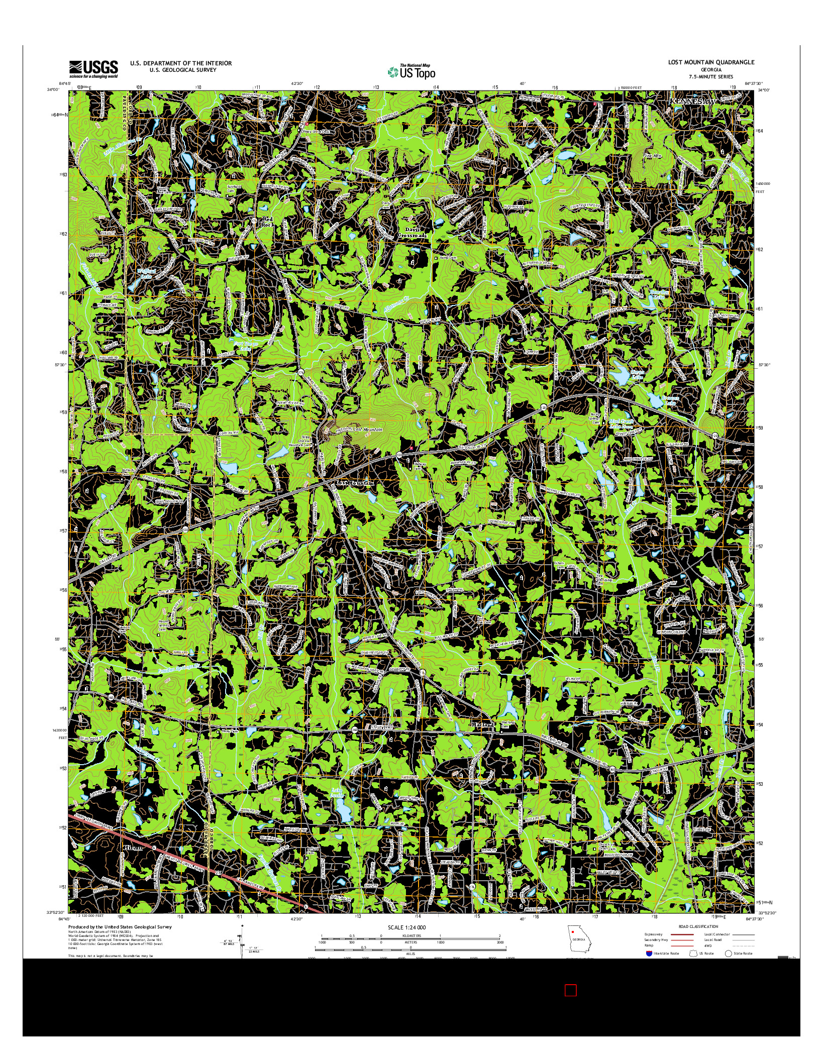 USGS US TOPO 7.5-MINUTE MAP FOR LOST MOUNTAIN, GA 2017