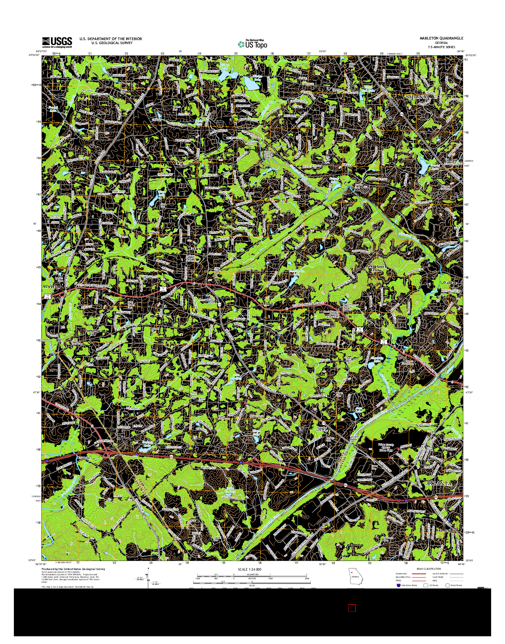 USGS US TOPO 7.5-MINUTE MAP FOR MABLETON, GA 2017