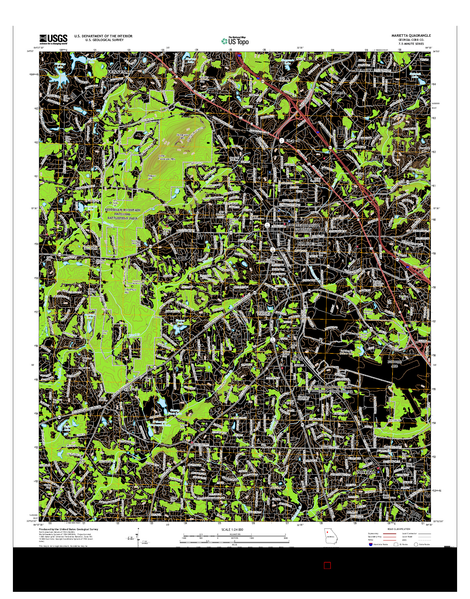USGS US TOPO 7.5-MINUTE MAP FOR MARIETTA, GA 2017