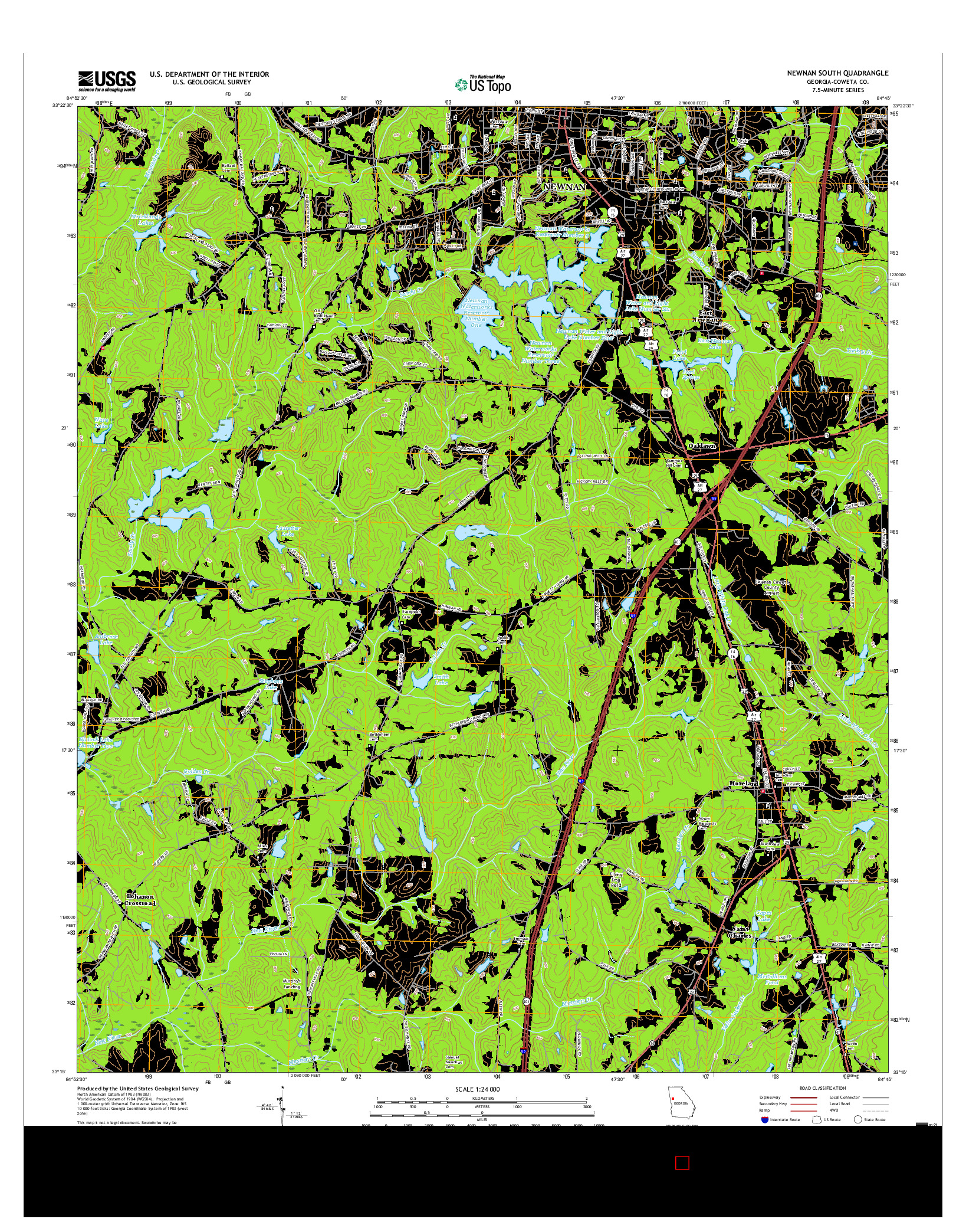 USGS US TOPO 7.5-MINUTE MAP FOR NEWNAN SOUTH, GA 2017