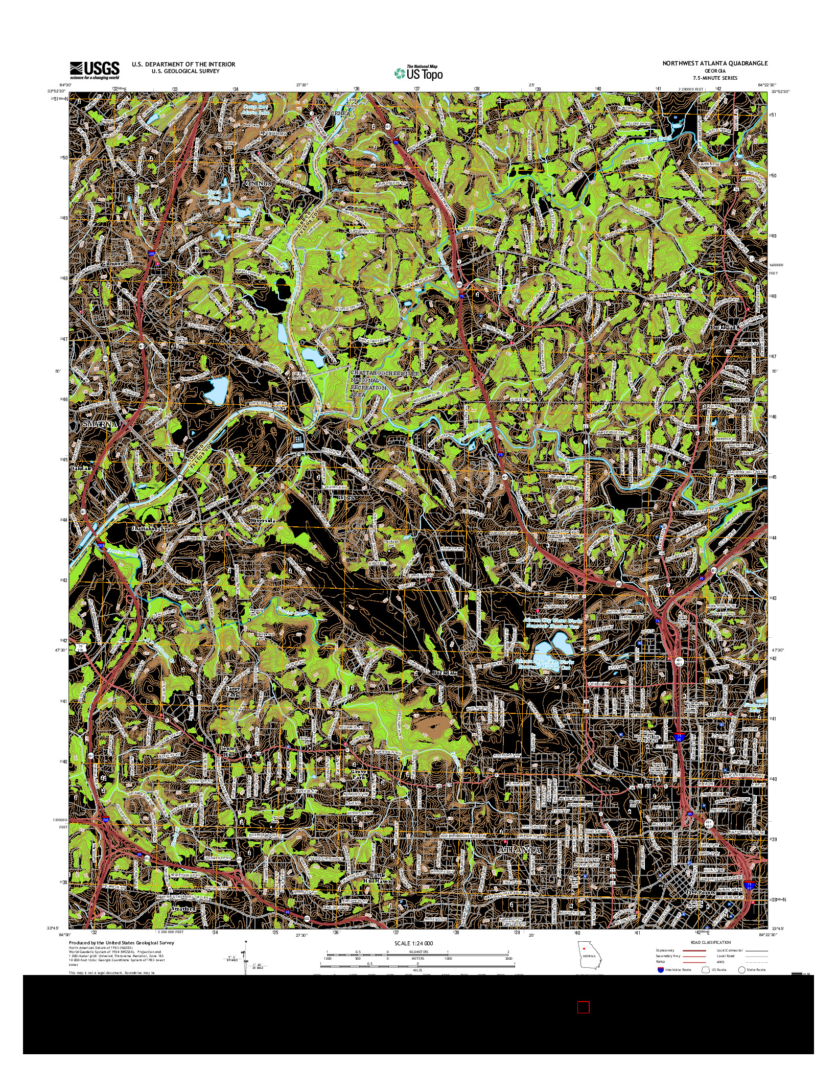 USGS US TOPO 7.5-MINUTE MAP FOR NORTHWEST ATLANTA, GA 2017