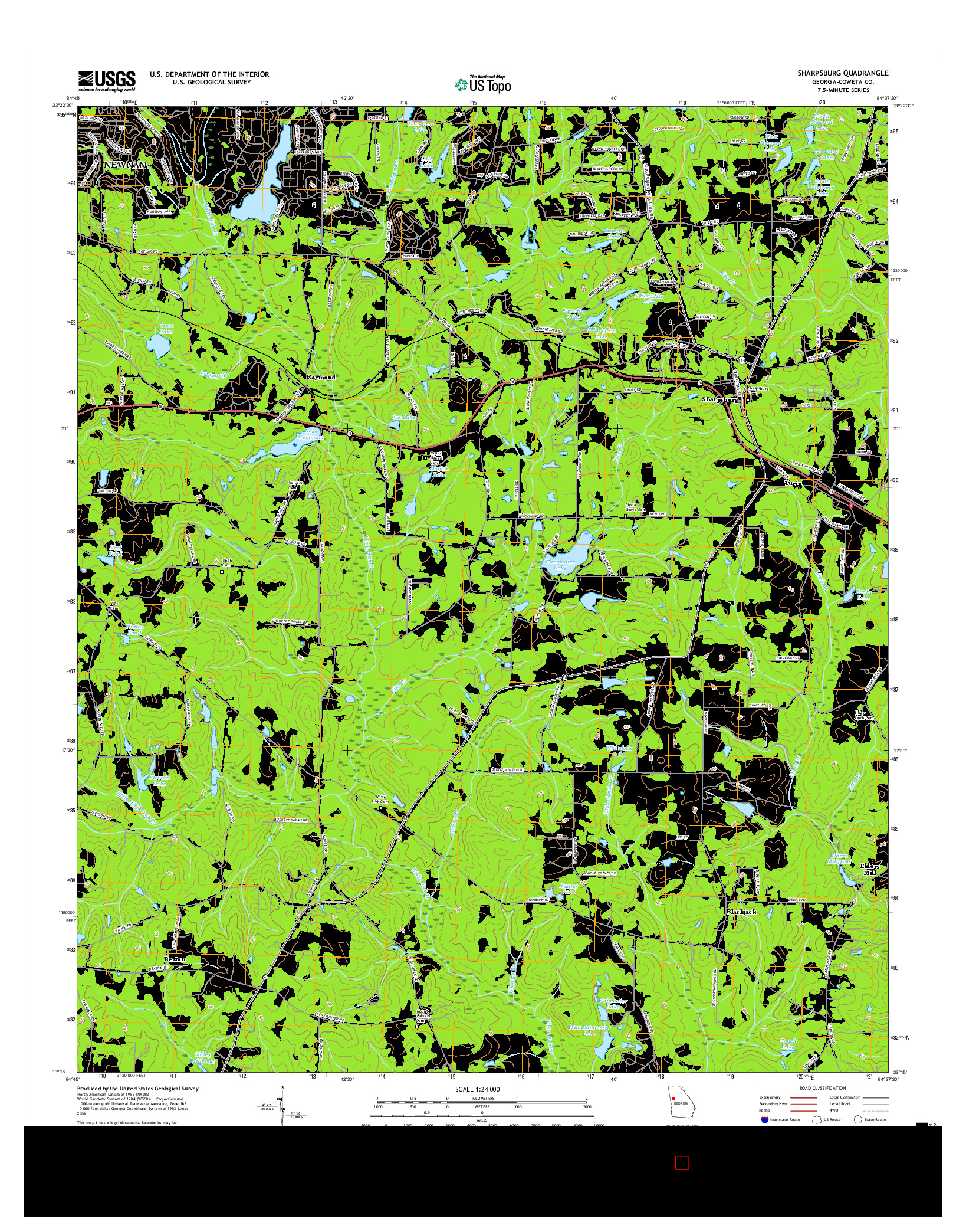 USGS US TOPO 7.5-MINUTE MAP FOR SHARPSBURG, GA 2017