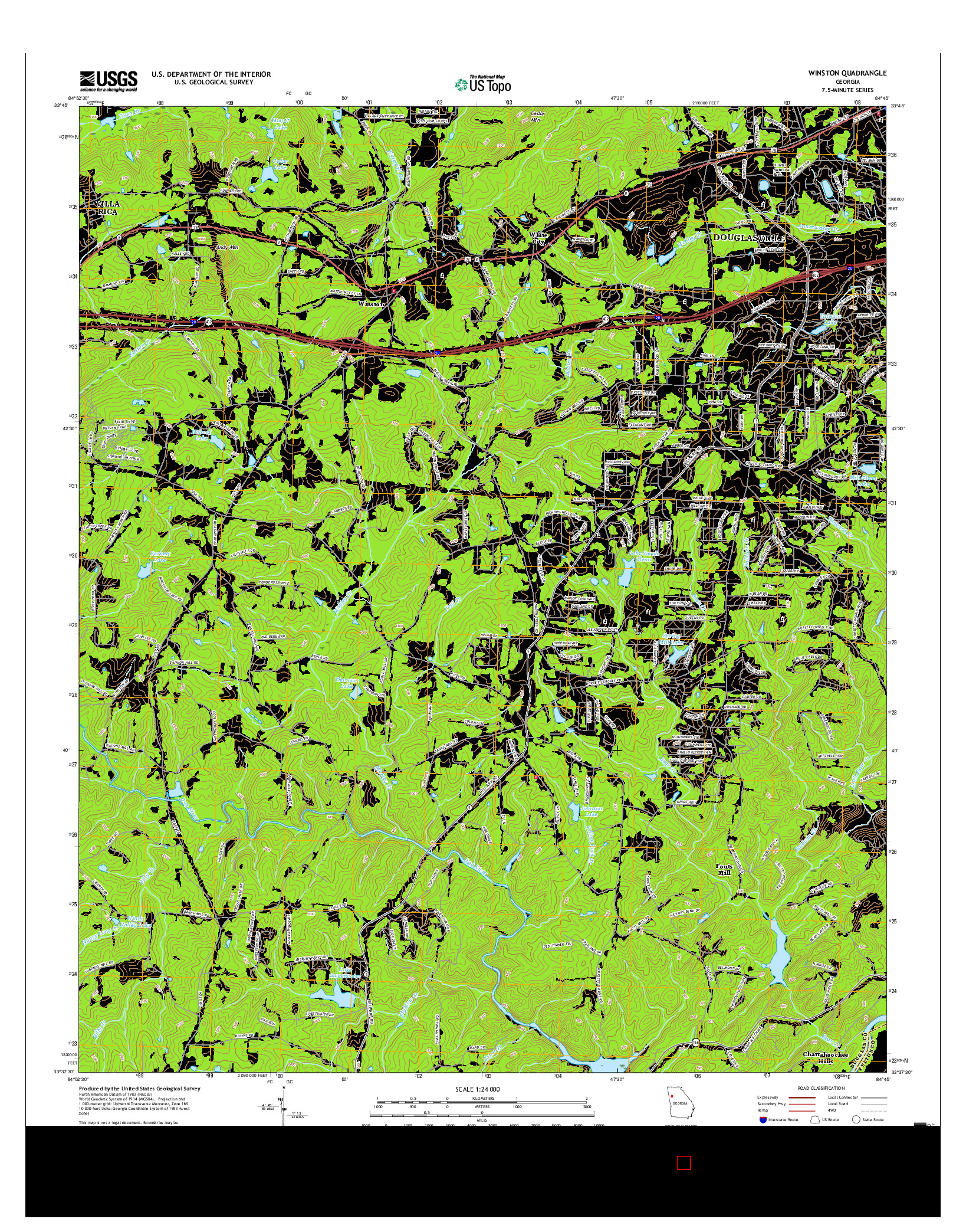 USGS US TOPO 7.5-MINUTE MAP FOR WINSTON, GA 2017