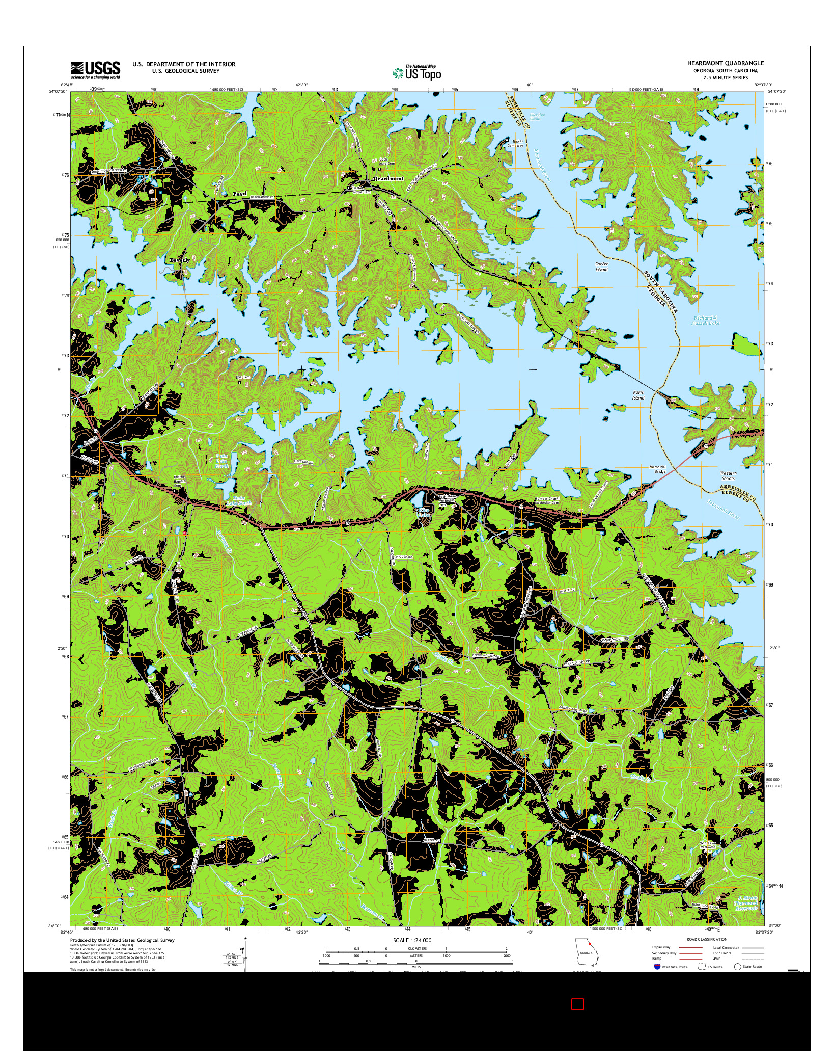 USGS US TOPO 7.5-MINUTE MAP FOR HEARDMONT, GA-SC 2017
