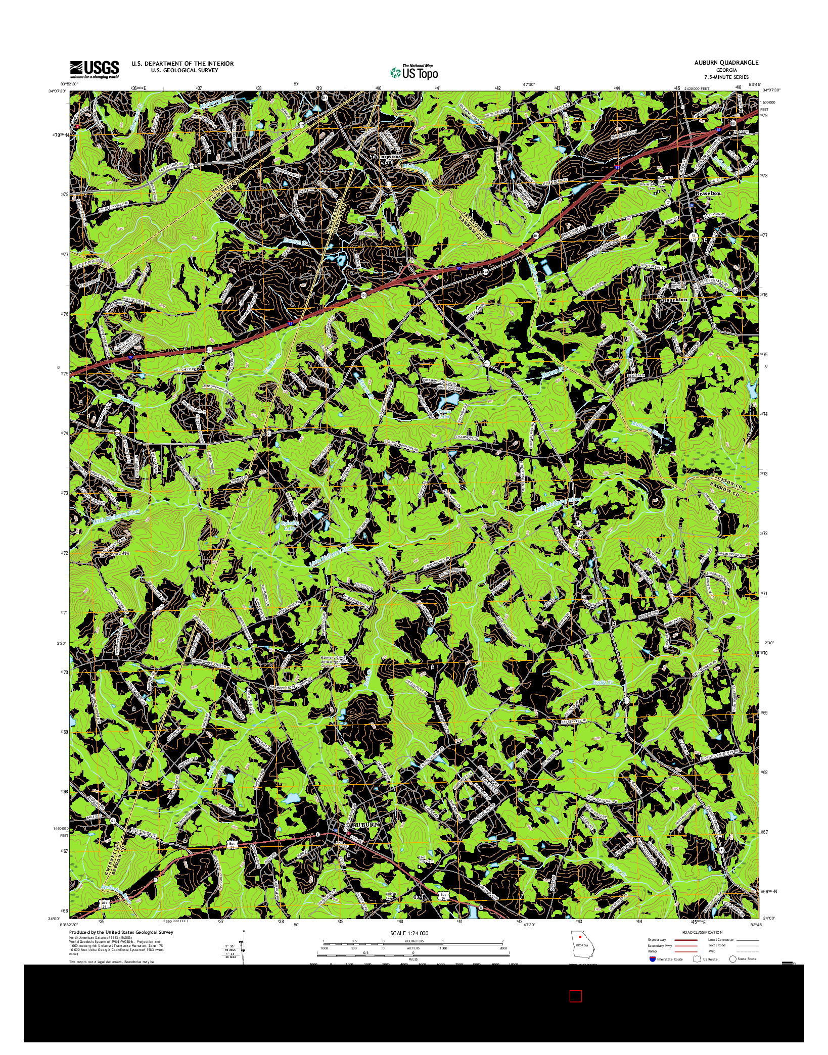 USGS US TOPO 7.5-MINUTE MAP FOR AUBURN, GA 2017