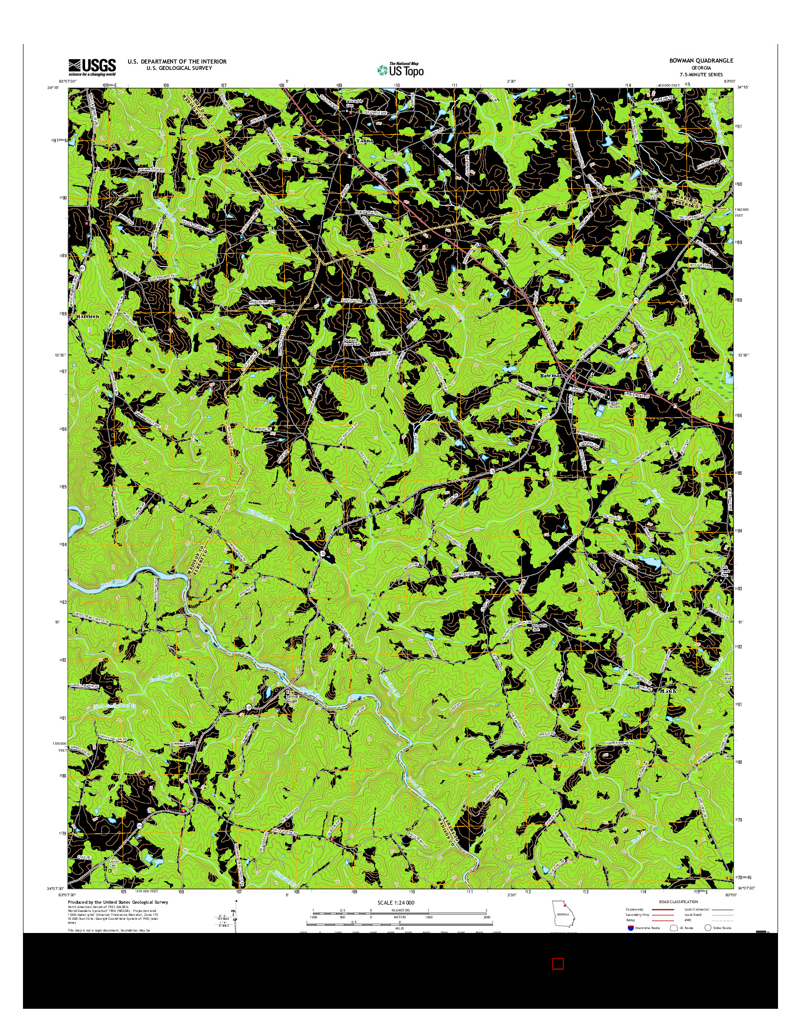 USGS US TOPO 7.5-MINUTE MAP FOR BOWMAN, GA 2017