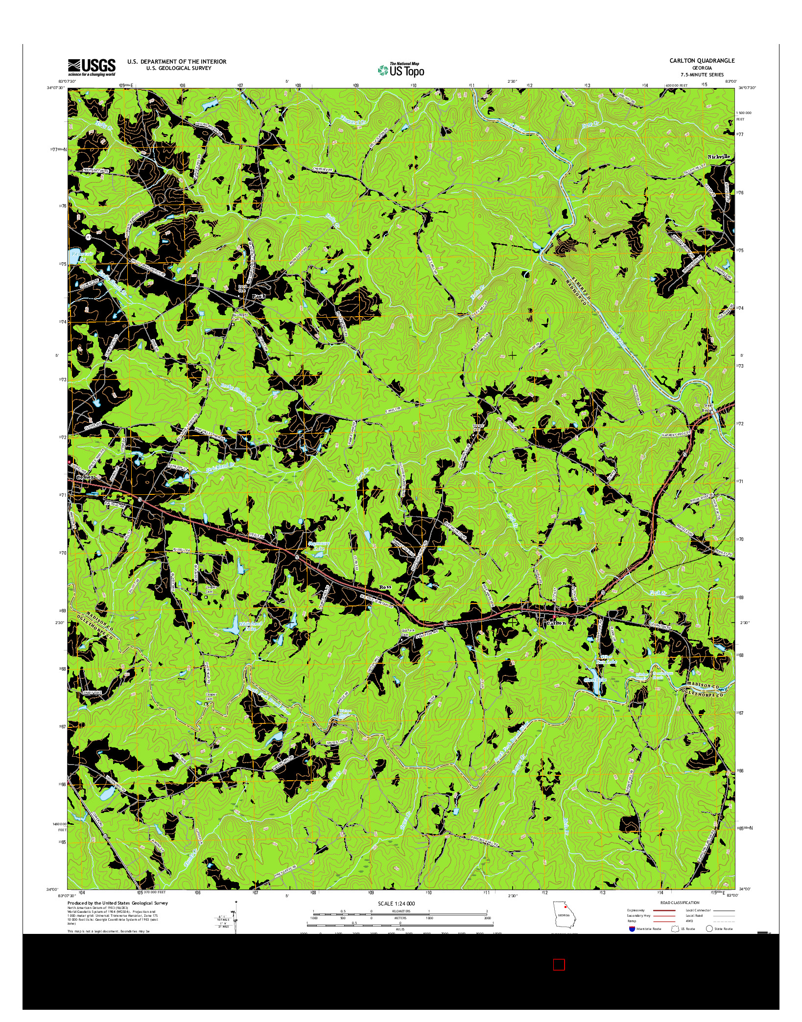 USGS US TOPO 7.5-MINUTE MAP FOR CARLTON, GA 2017