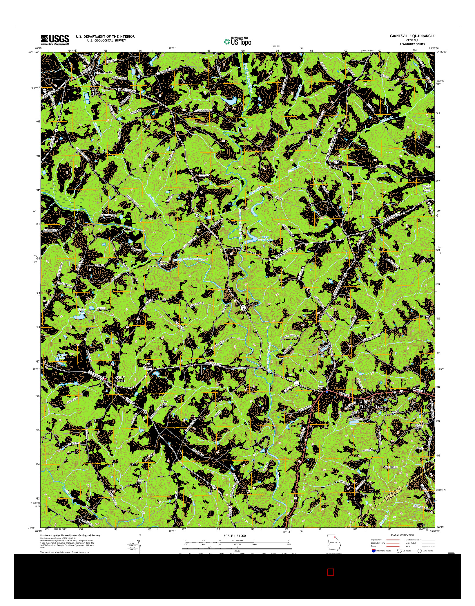 USGS US TOPO 7.5-MINUTE MAP FOR CARNESVILLE, GA 2017