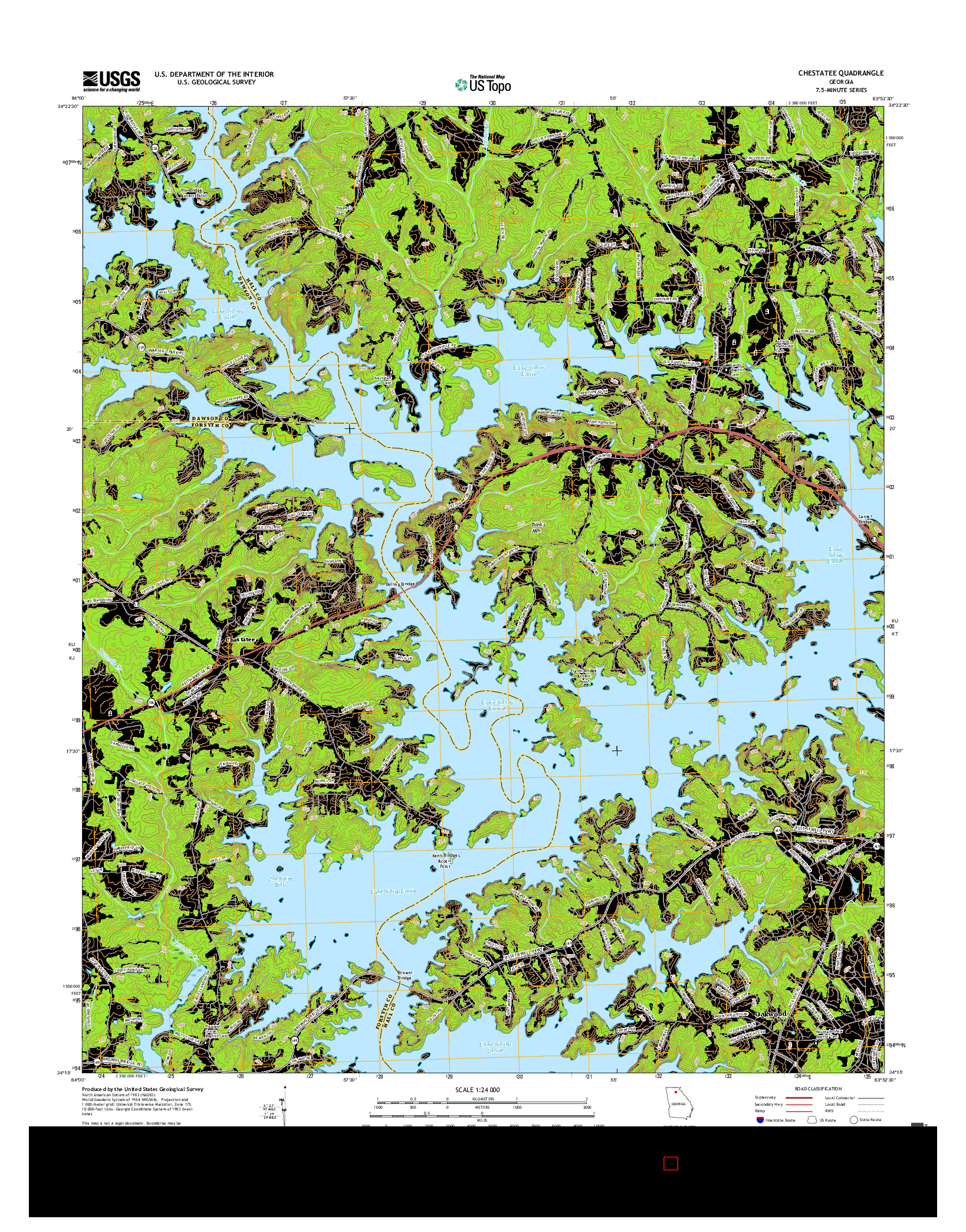 USGS US TOPO 7.5-MINUTE MAP FOR CHESTATEE, GA 2017