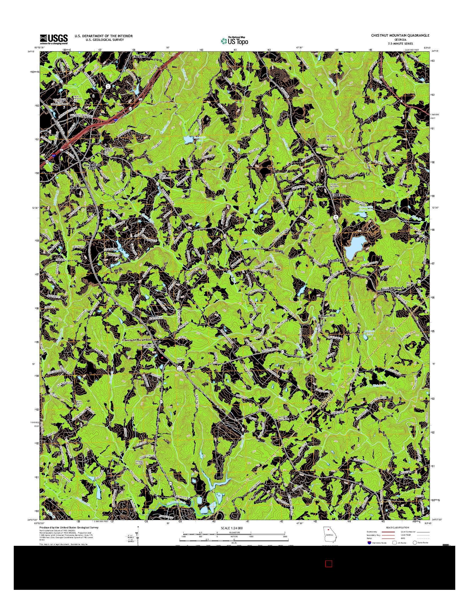 USGS US TOPO 7.5-MINUTE MAP FOR CHESTNUT MOUNTAIN, GA 2017