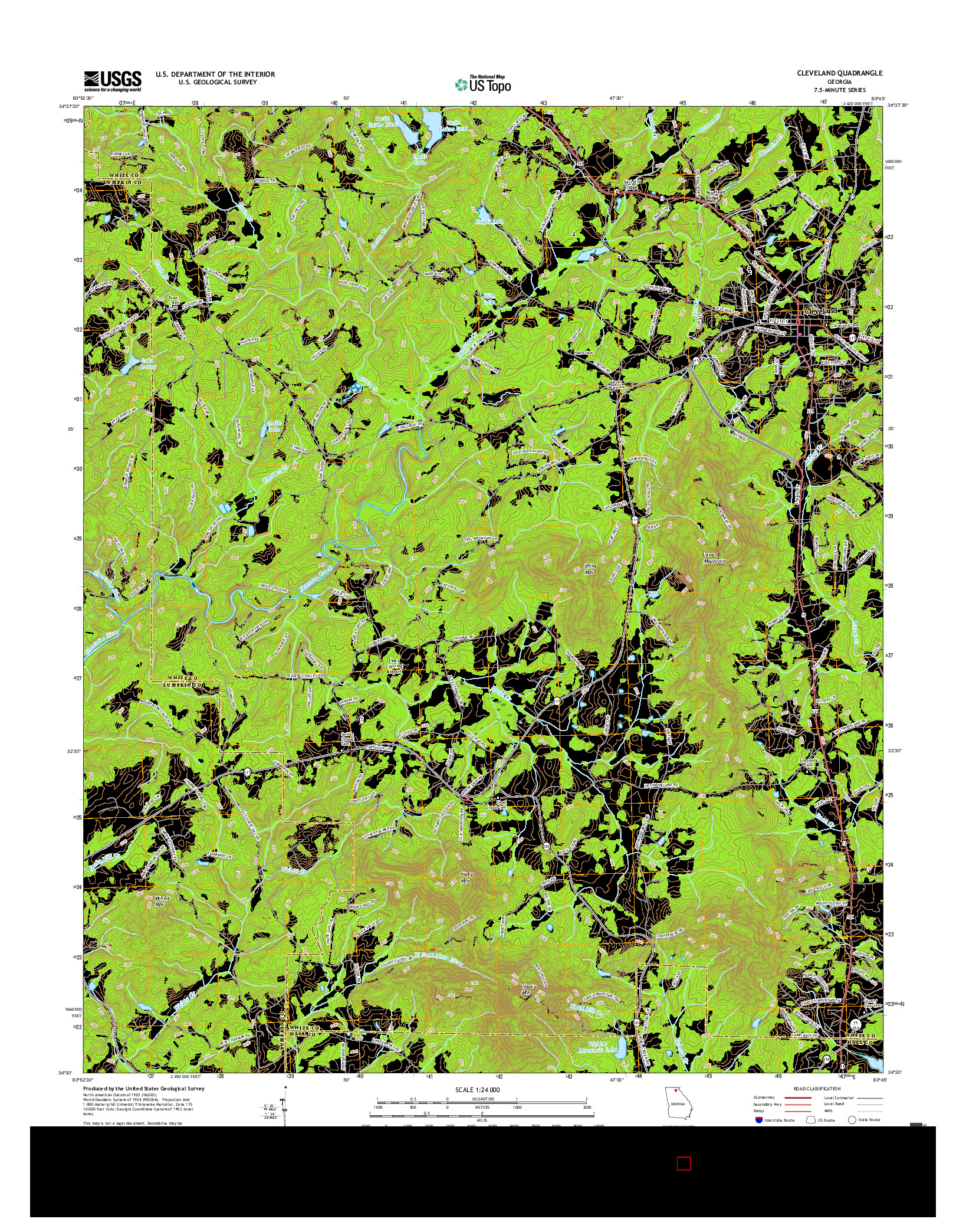 USGS US TOPO 7.5-MINUTE MAP FOR CLEVELAND, GA 2017