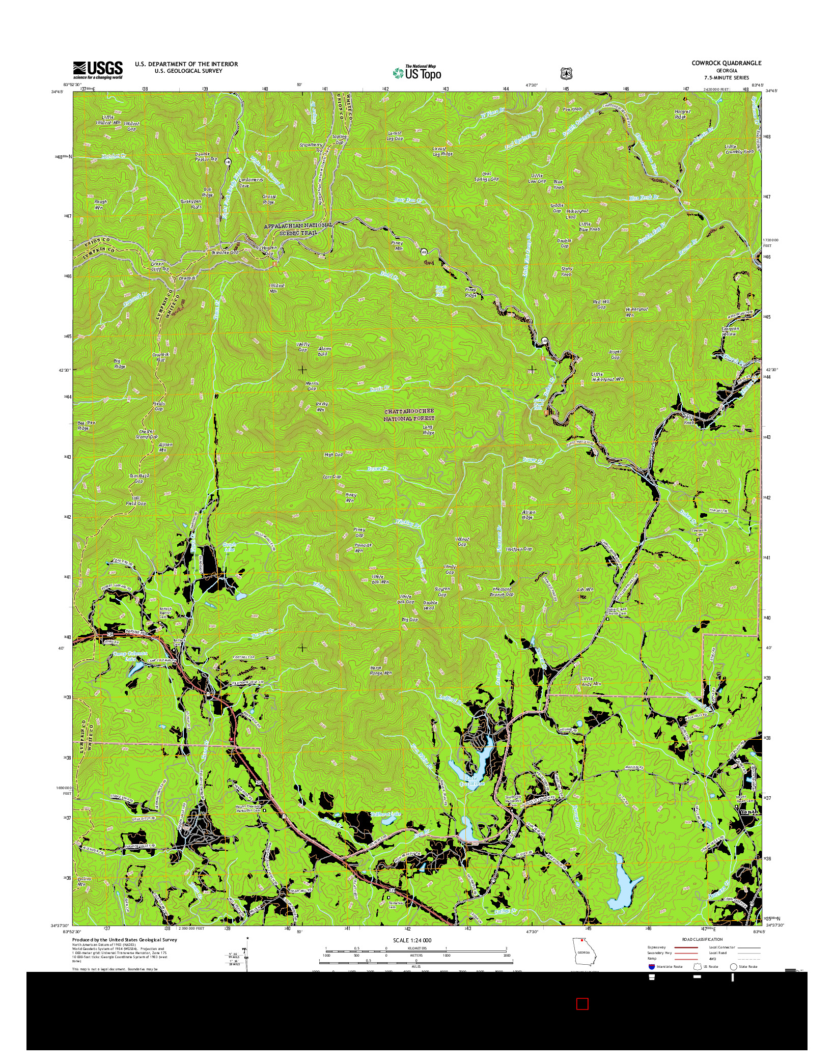 USGS US TOPO 7.5-MINUTE MAP FOR COWROCK, GA 2017