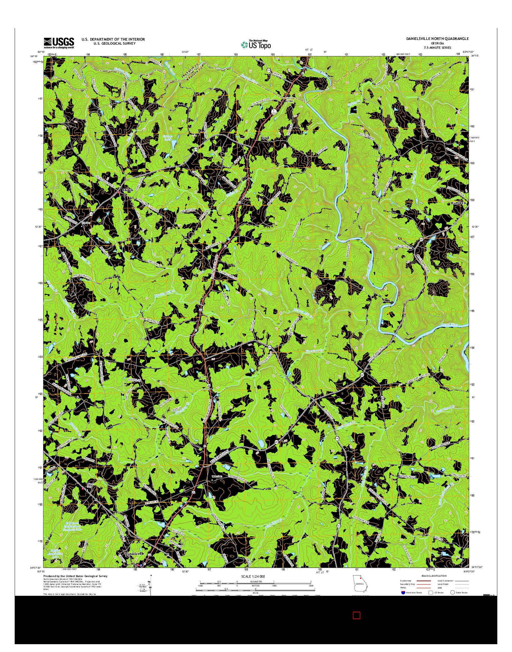 USGS US TOPO 7.5-MINUTE MAP FOR DANIELSVILLE NORTH, GA 2017