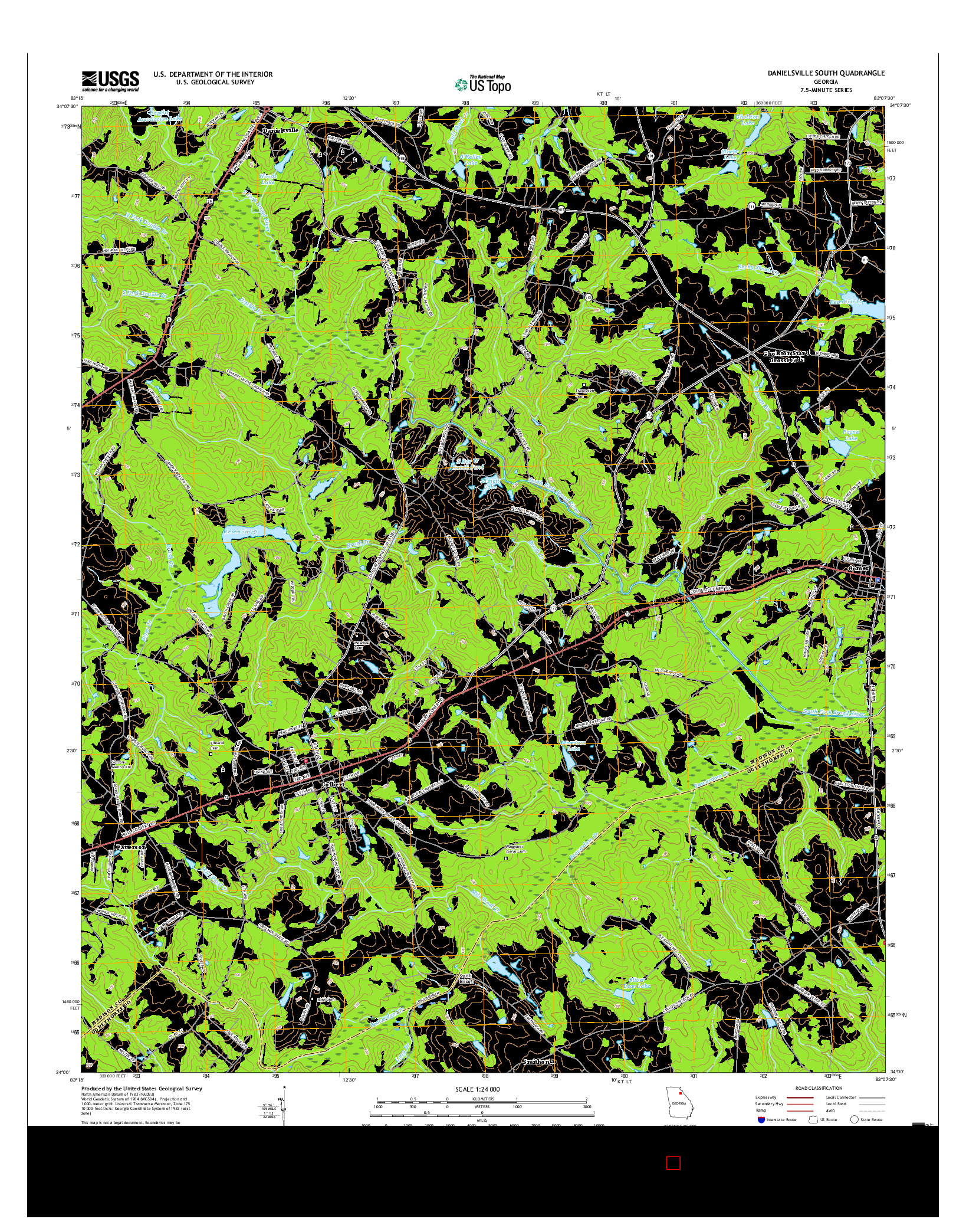 USGS US TOPO 7.5-MINUTE MAP FOR DANIELSVILLE SOUTH, GA 2017