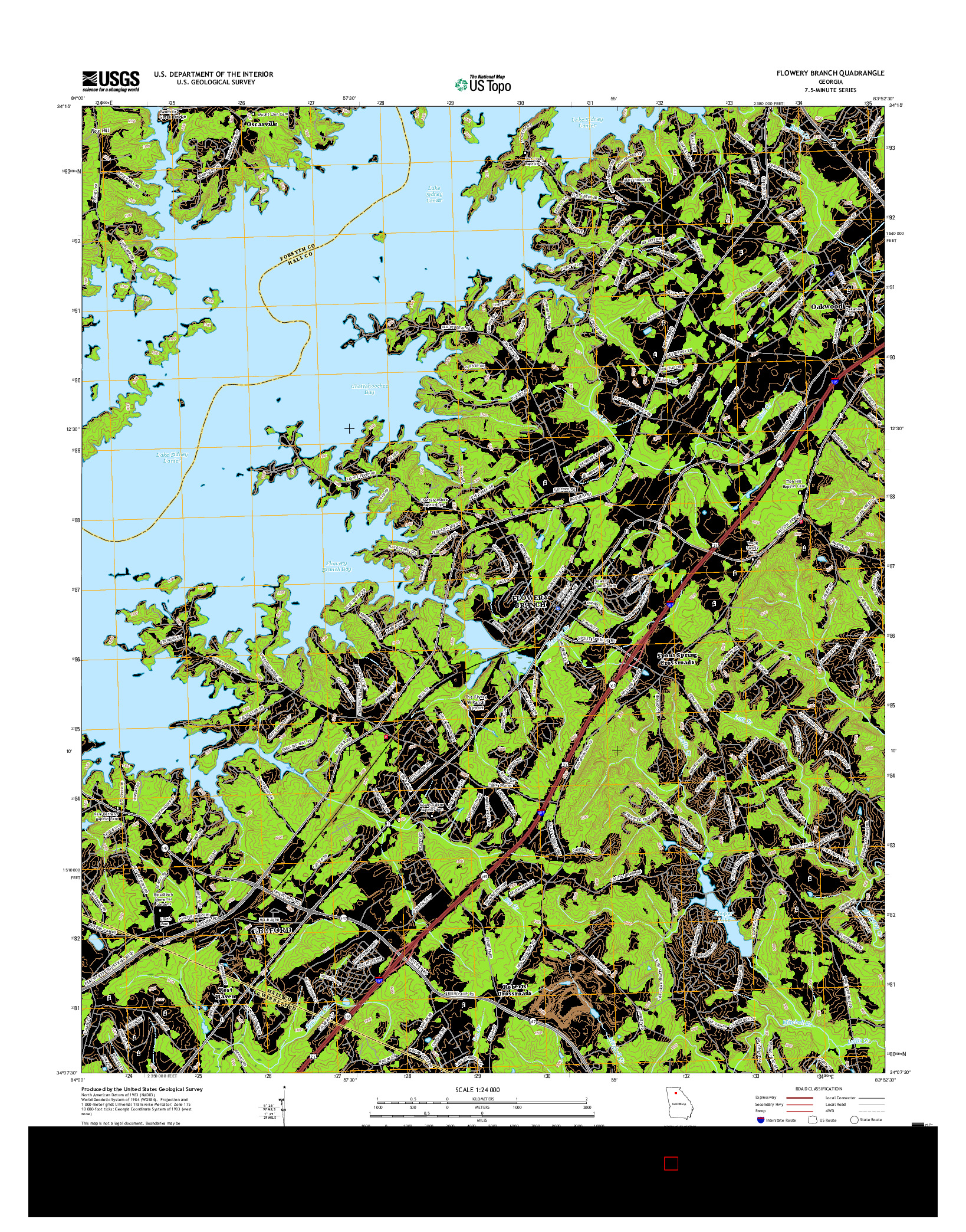 USGS US TOPO 7.5-MINUTE MAP FOR FLOWERY BRANCH, GA 2017