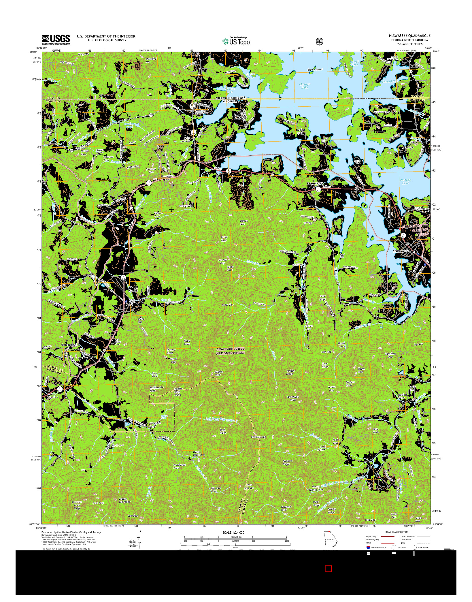 USGS US TOPO 7.5-MINUTE MAP FOR HIAWASSEE, GA-NC 2017