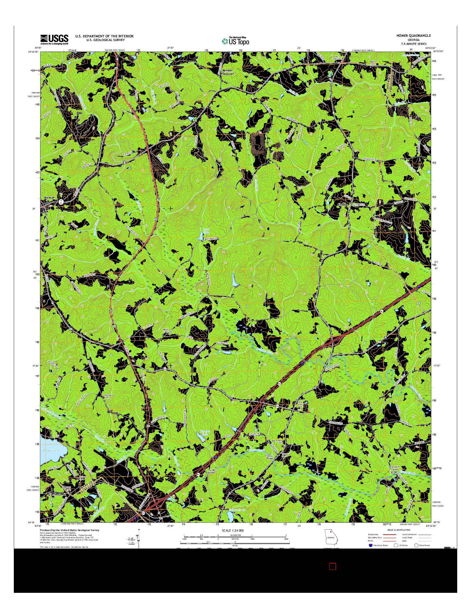 USGS US TOPO 7.5-MINUTE MAP FOR HOMER, GA 2017