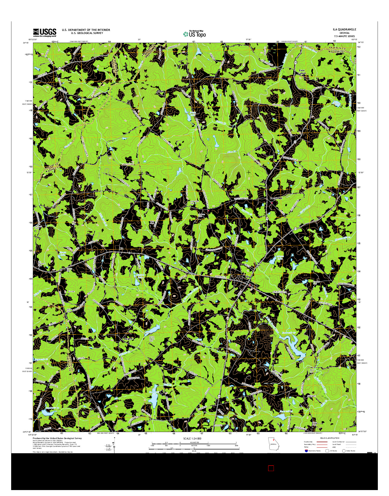 USGS US TOPO 7.5-MINUTE MAP FOR ILA, GA 2017