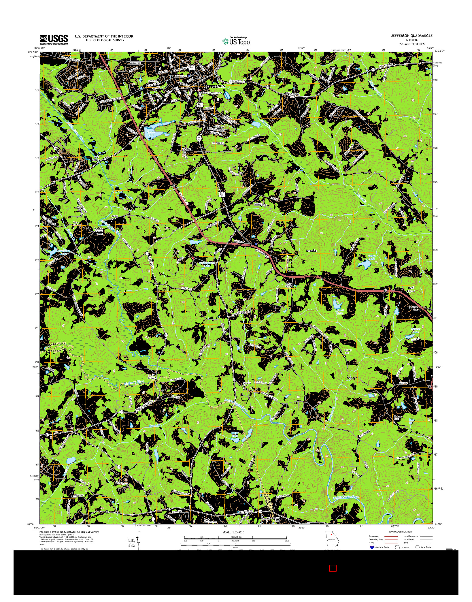 USGS US TOPO 7.5-MINUTE MAP FOR JEFFERSON, GA 2017