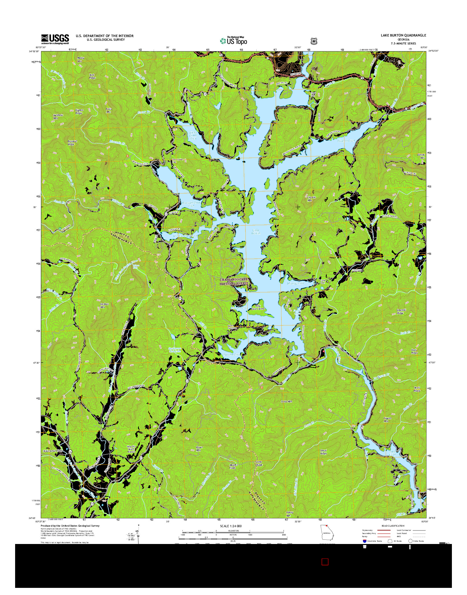 USGS US TOPO 7.5-MINUTE MAP FOR LAKE BURTON, GA 2017