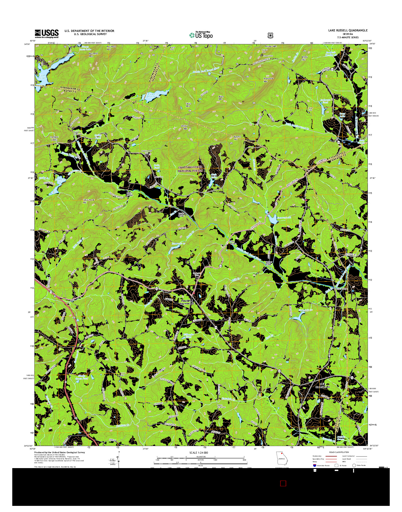 USGS US TOPO 7.5-MINUTE MAP FOR LAKE RUSSELL, GA 2017