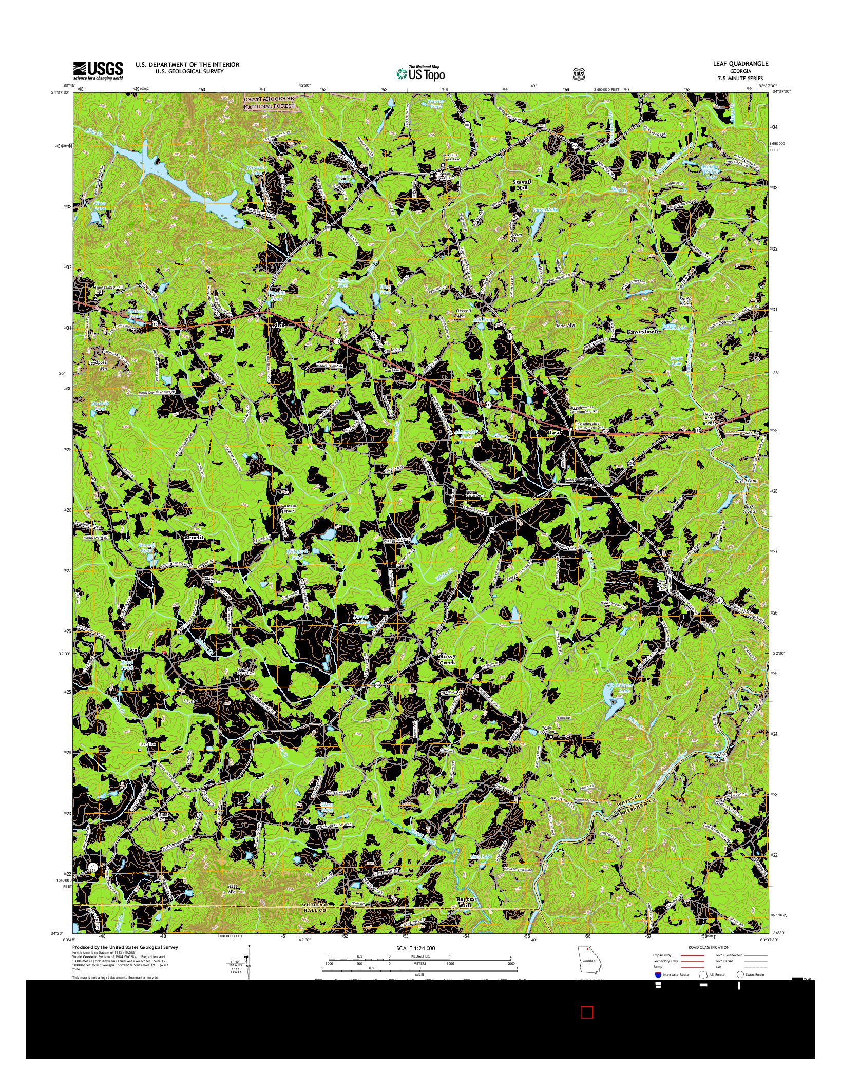 USGS US TOPO 7.5-MINUTE MAP FOR LEAF, GA 2017