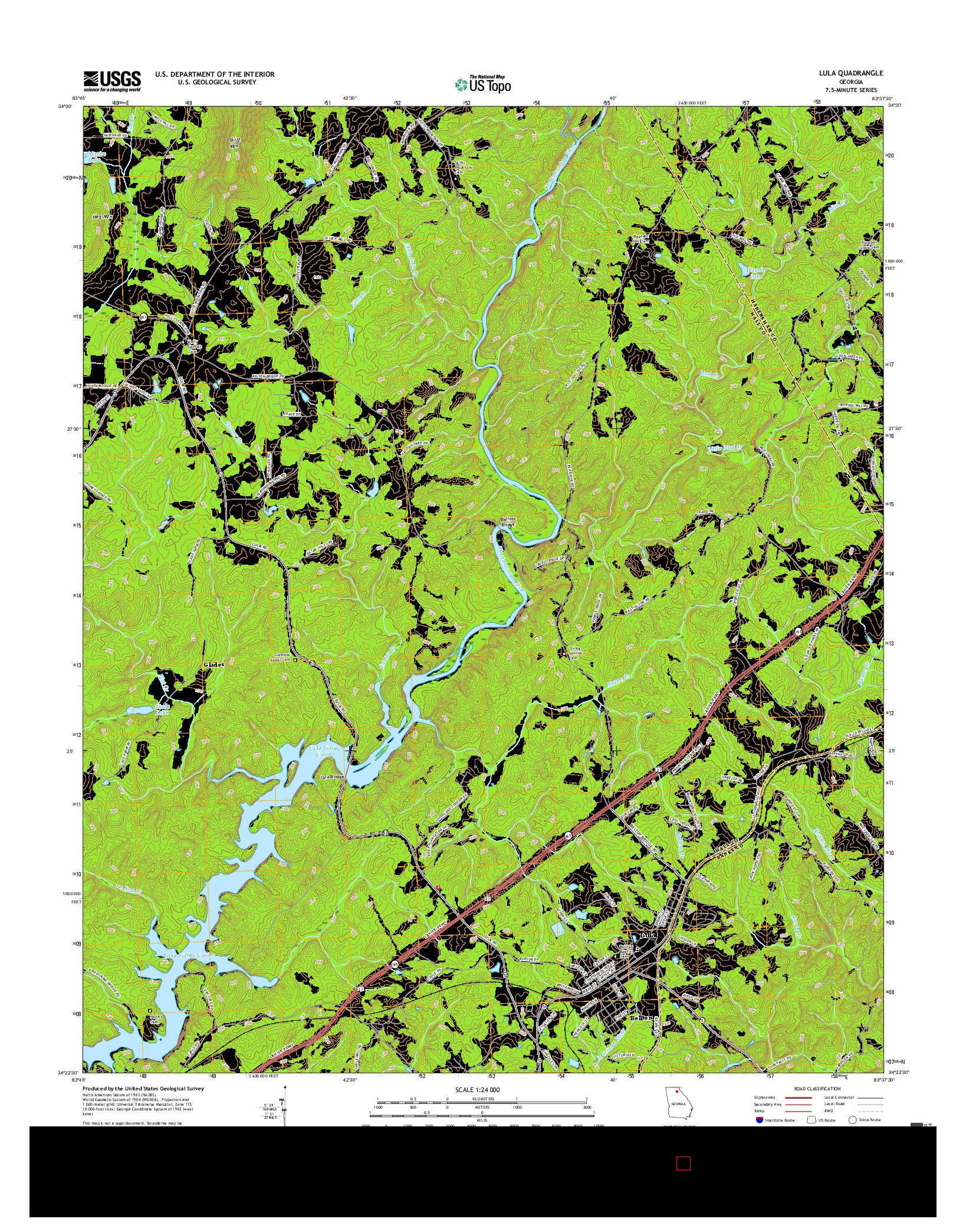 USGS US TOPO 7.5-MINUTE MAP FOR LULA, GA 2017